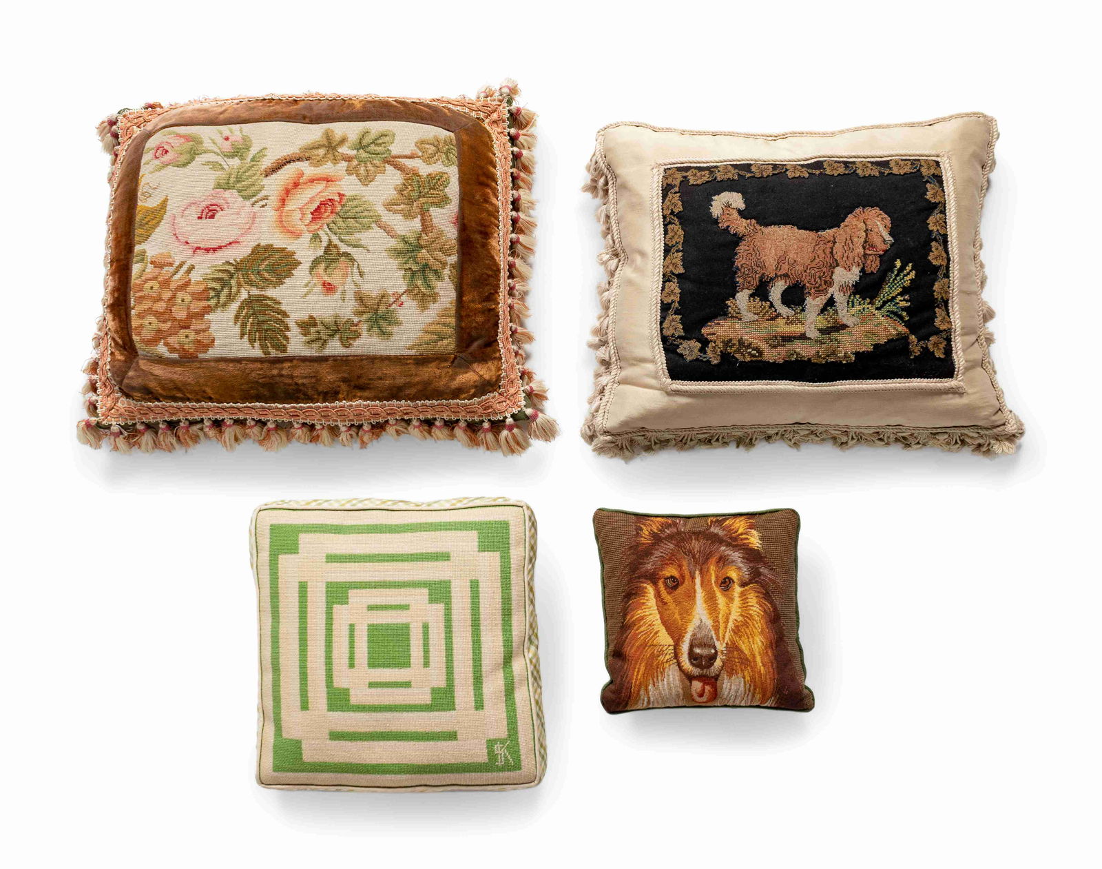 Four Needlepoint Pillows Height of largest 17 1/2 x (1 of 1)