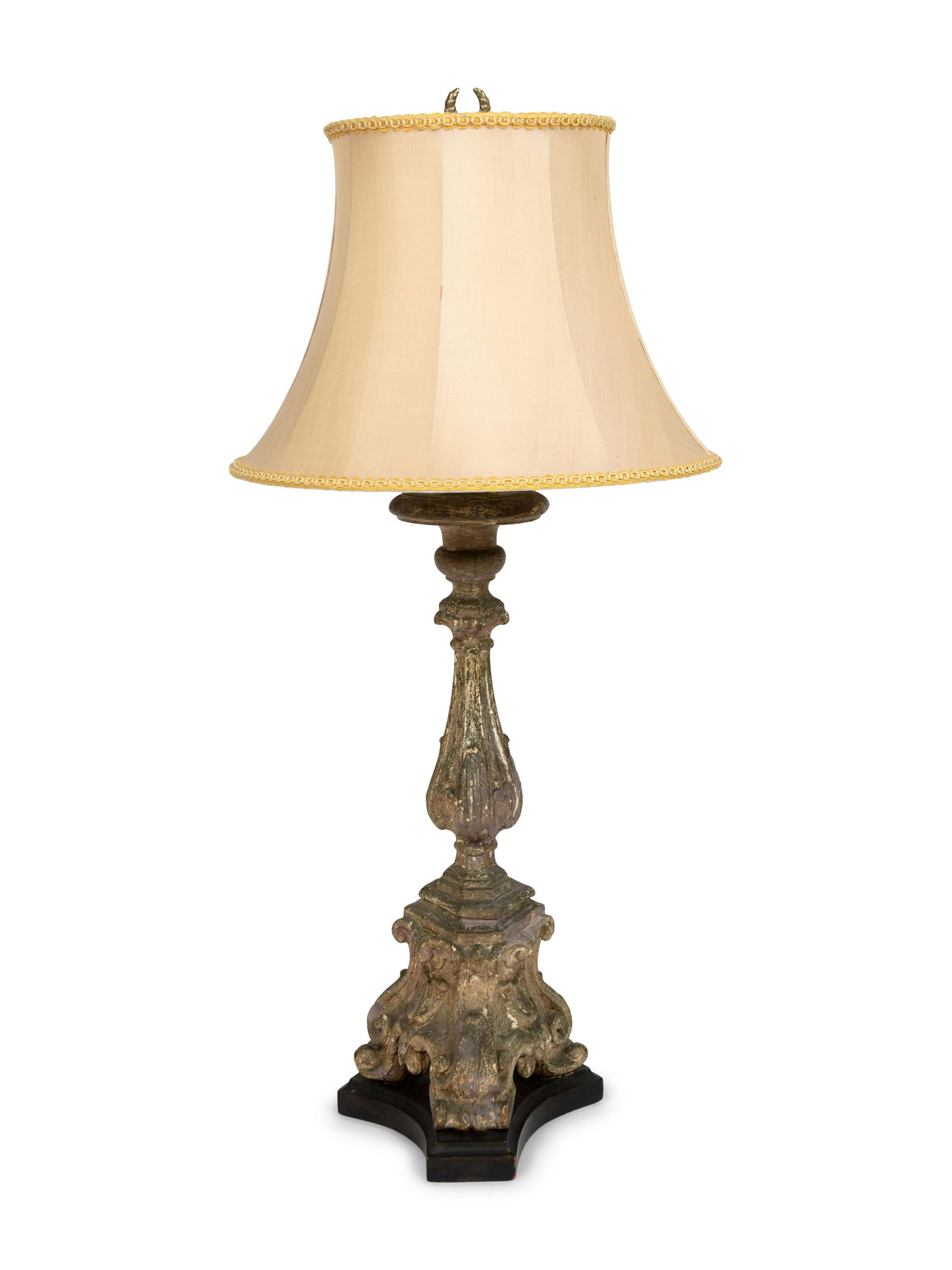 A Painted Plaster Pricket Mounted as a Lamp Height 24 (1 of 2)