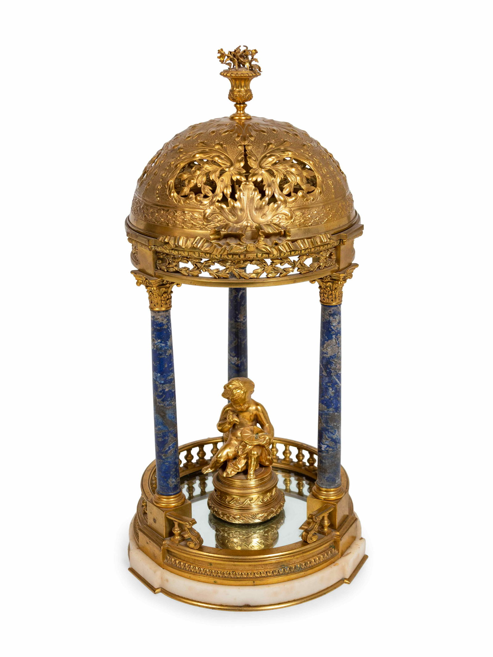 A Gilt Metal and Lapis Lazuli Table Ornament Height 18 (1 of 2)