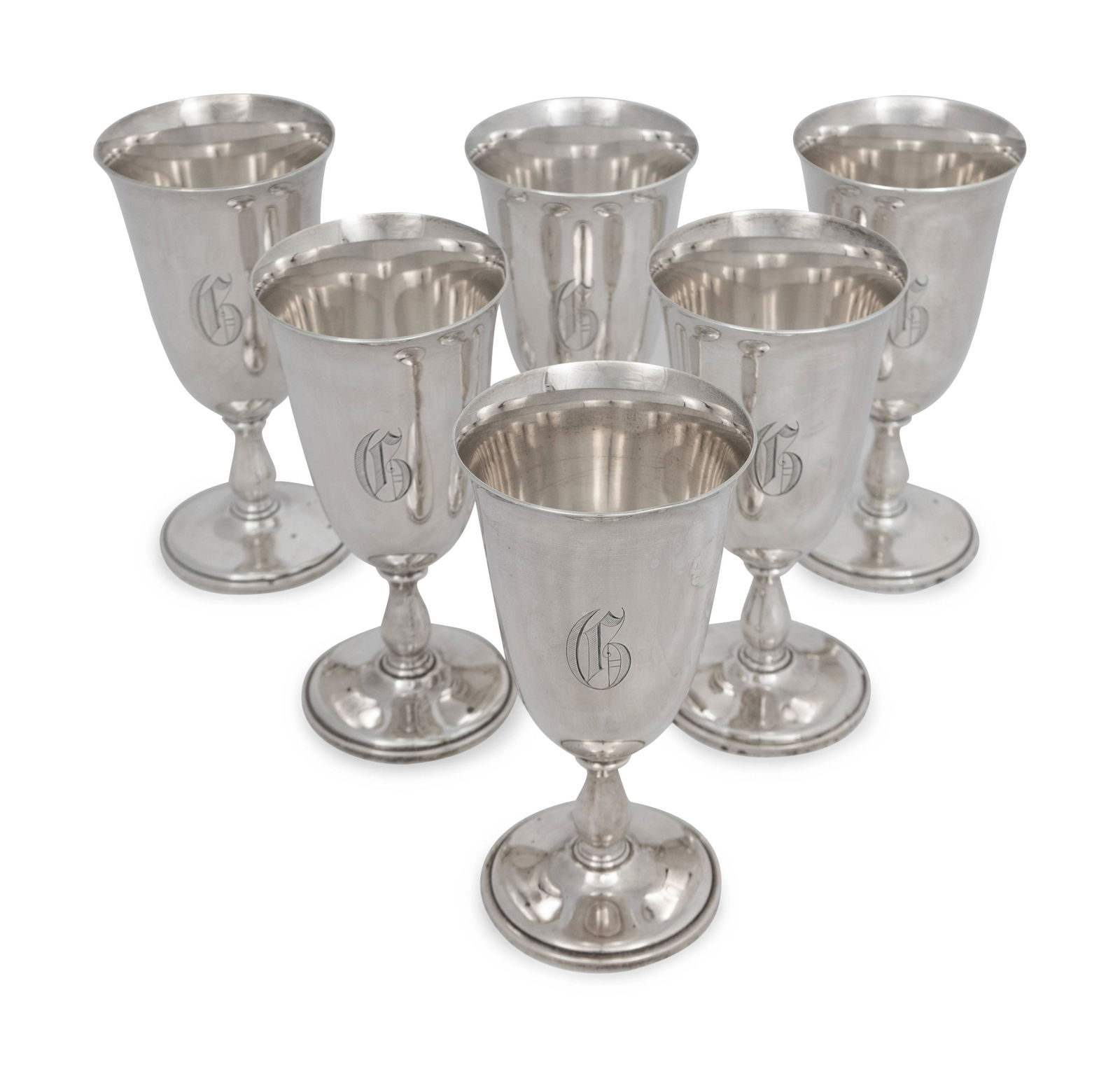 Set of Six Dominick & Haff Silver Goblets Height 6 3/4 (1 of 2)