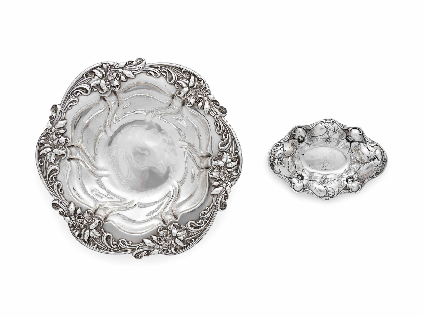 Two American Art Nouveau Silver Bowls    Width of (1 of 3)