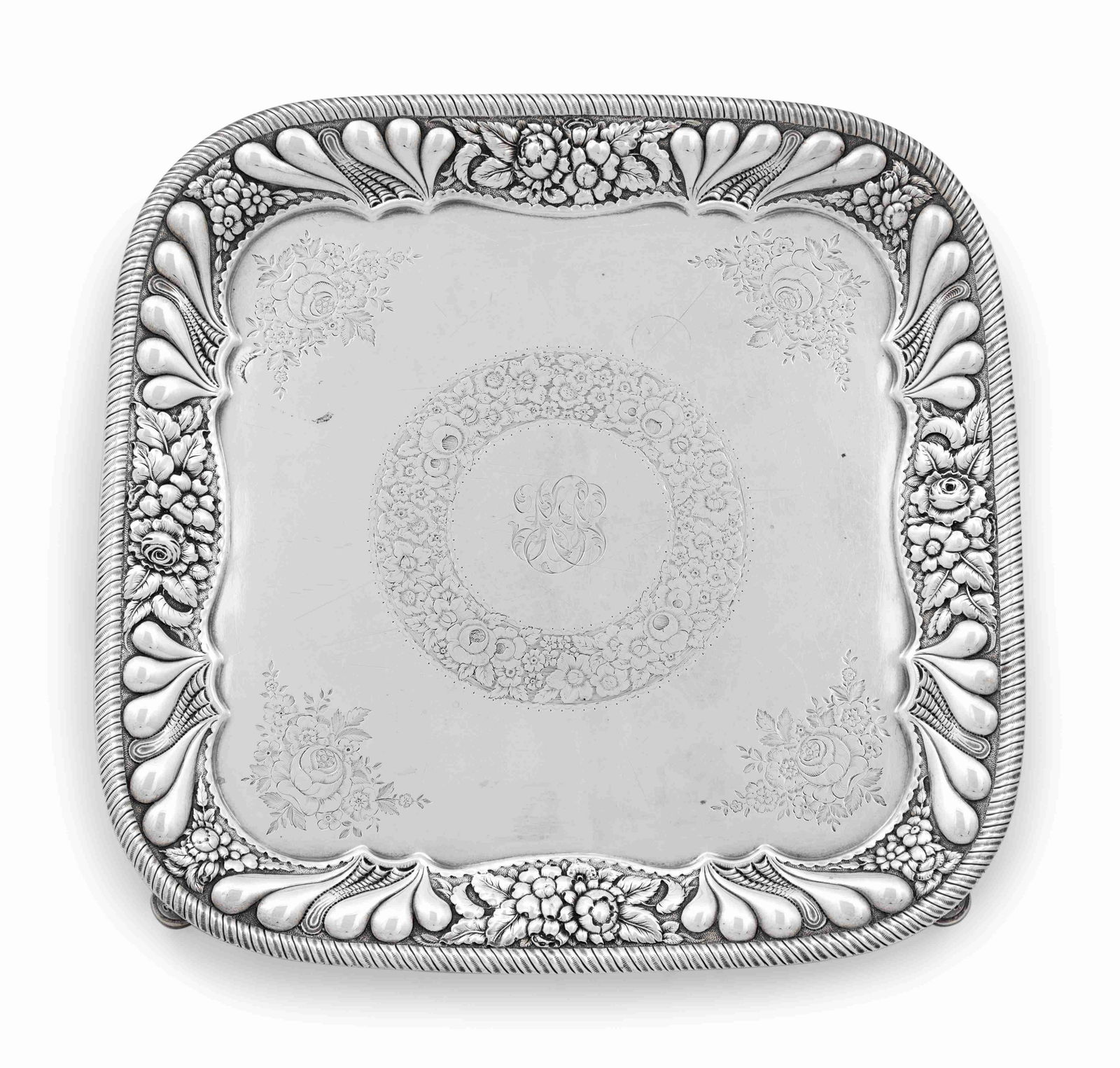 A Tiffany & Co. Silver Footed Square Tray Height 11 x (1 of 1)