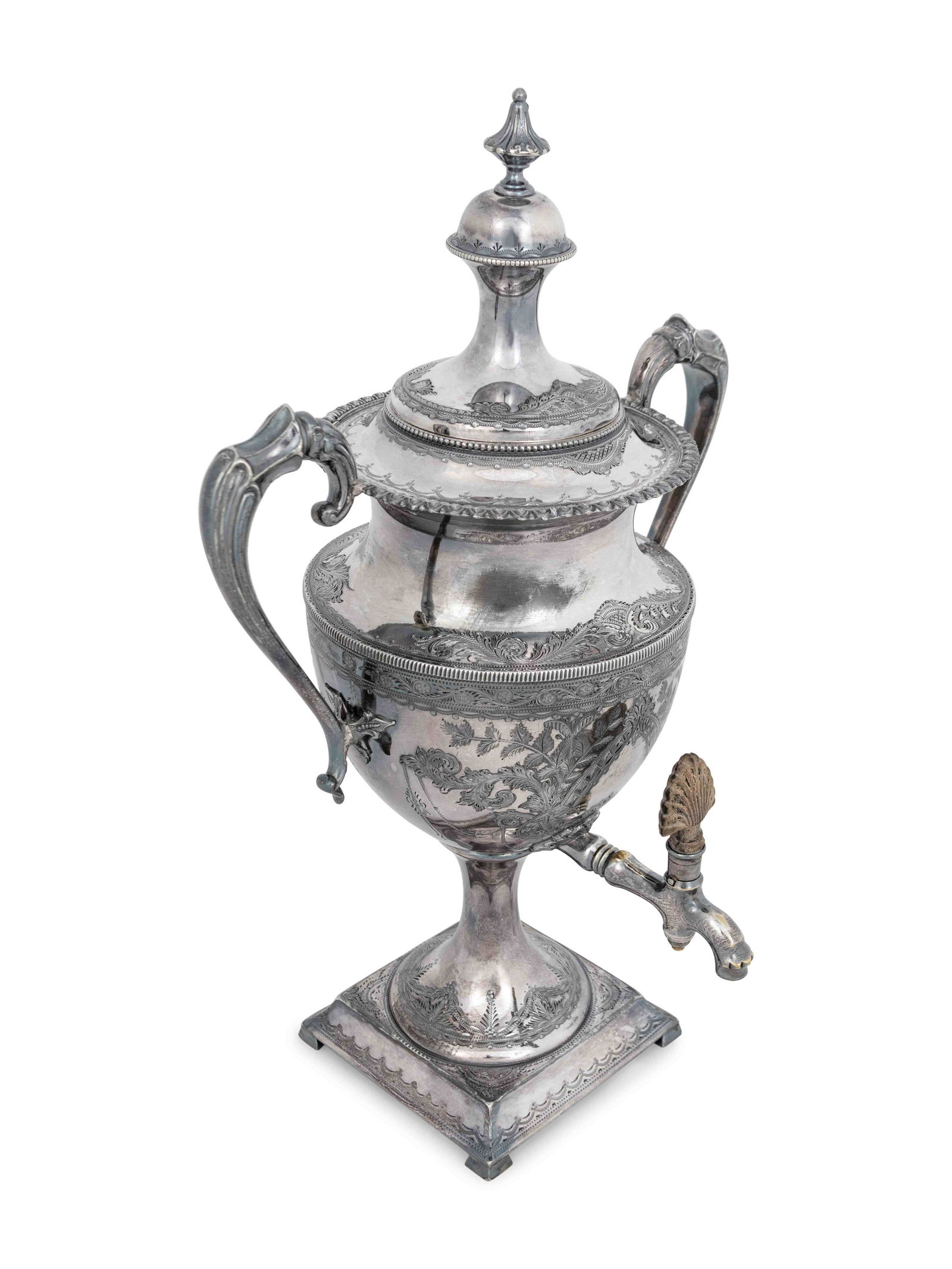 A Victorian Silver-Plate Tea Urn Height 18 inches. (1 of 3)