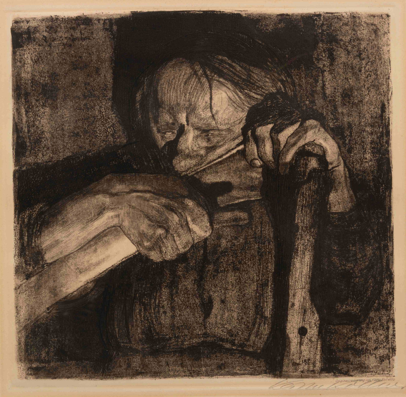 Kathe Kollwitz (German, 1867-1945) Beim Dengeln (1 of 4)