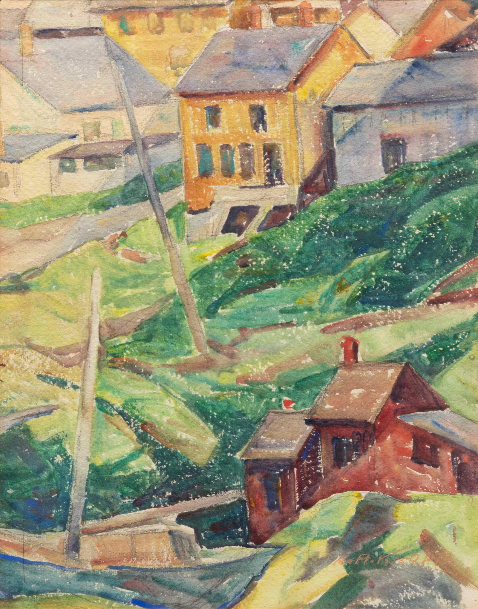 Nellie Augusta Knopf (American, 1875-1962) Eastport,: Nellie Augusta Knopf(American, 1875-1962)Eastport, Mainewatercolor and graphite on papersigned N.A. Knopf (lower right)13 ¼ x 10 inches. Provenance: Lois McDorman Roche Donated by the above to MacMur