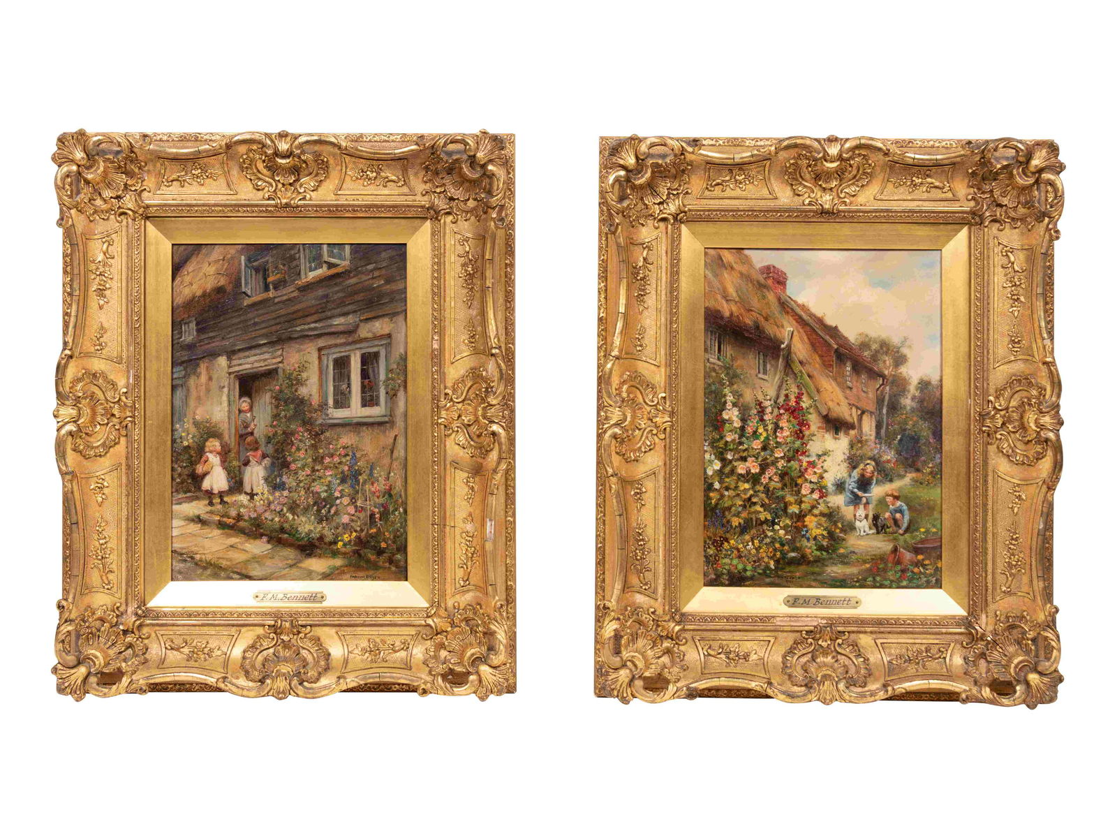 Frank Moss Bennett (British, 1874-1953) Untitled (a: Frank Moss Bennett(British, 1874-1953)Untitled (a pair of works), 1920oil on boardeach: signed F.M. Bennett and datedeach: 14 x 10 inches.