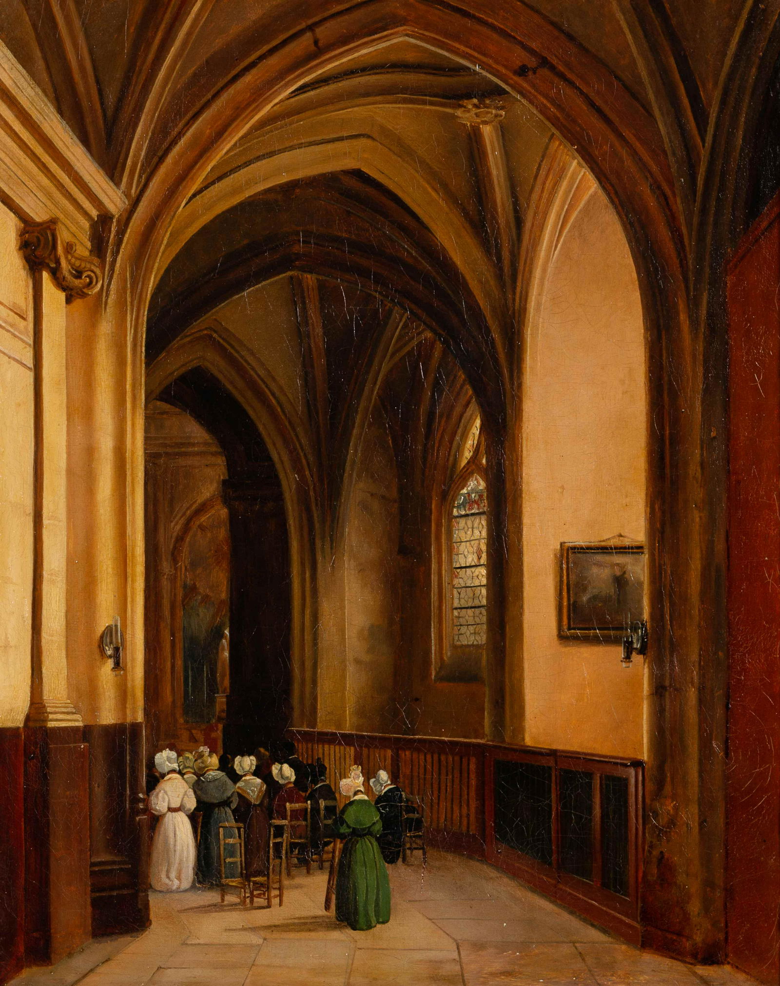 French School Gothic Church Interior, c. 1830: French SchoolGothic Church Interior, c. 1830oil on canvas15 x 12 inches. Provenance: Galerie Jacques Fischer Acquired directly from the above, 2003Property from the Estate of Joan Conway Crancer, St.