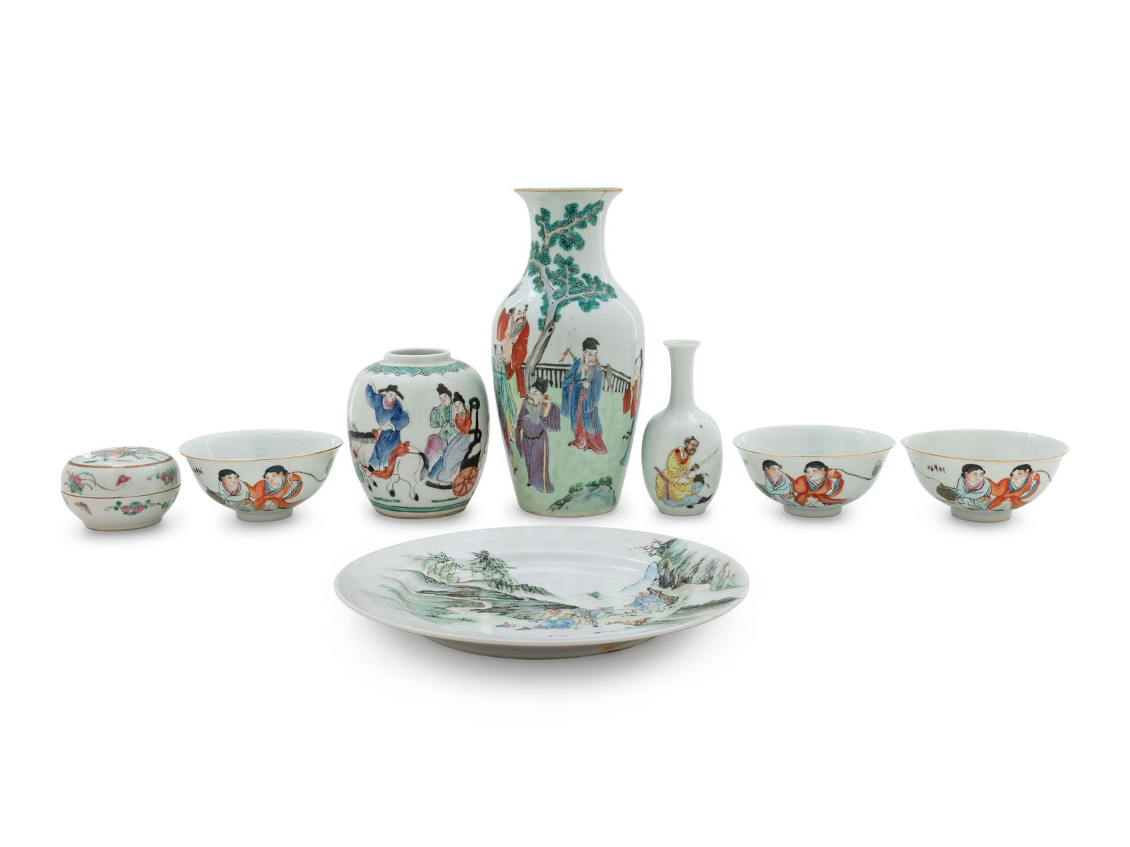 Eight Chinese Famille Rose Porcelain Articles (1 of 6)