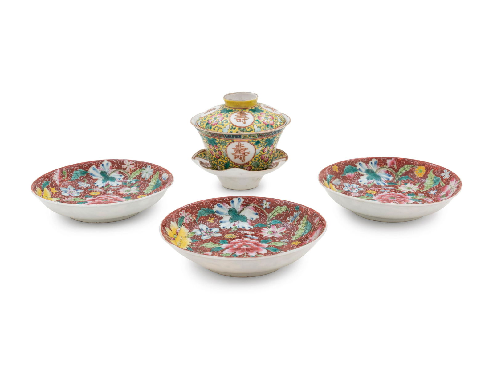 Four Chinese Famille Rose Porcelain Articles (1 of 6)