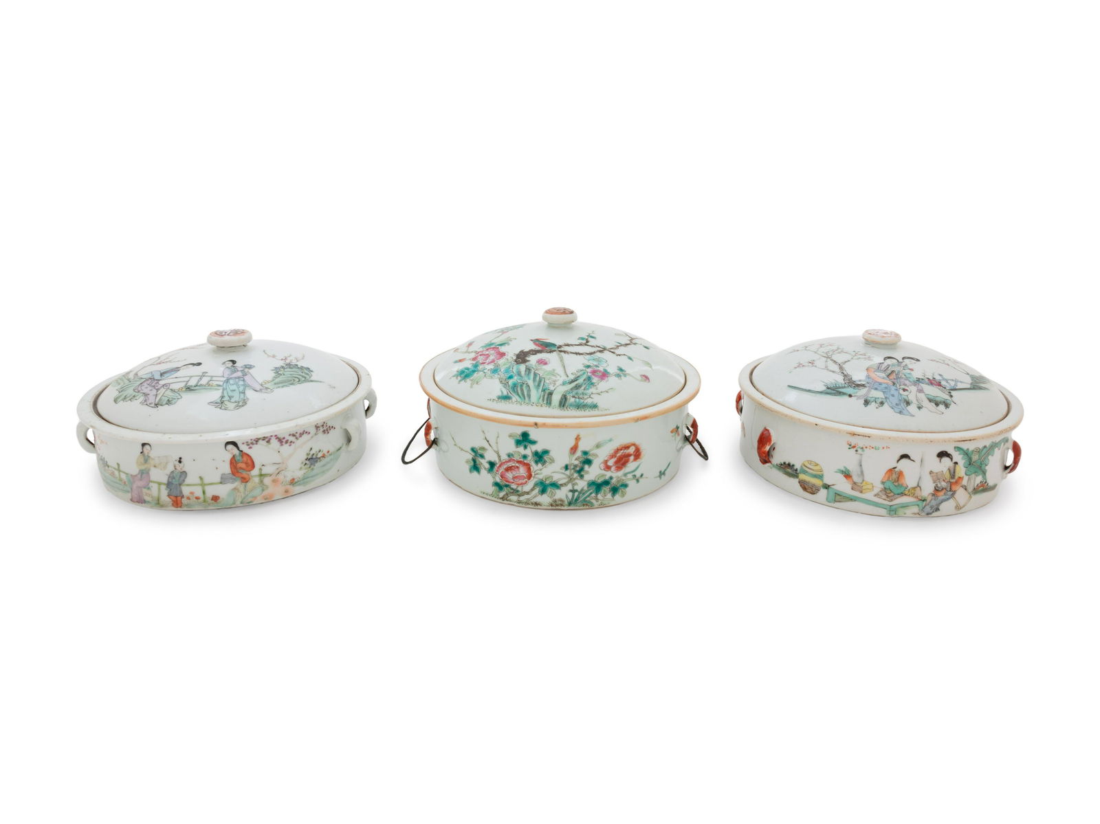 Three Chinese Famille Rose Porcelain Covered Pots (1 of 2)
