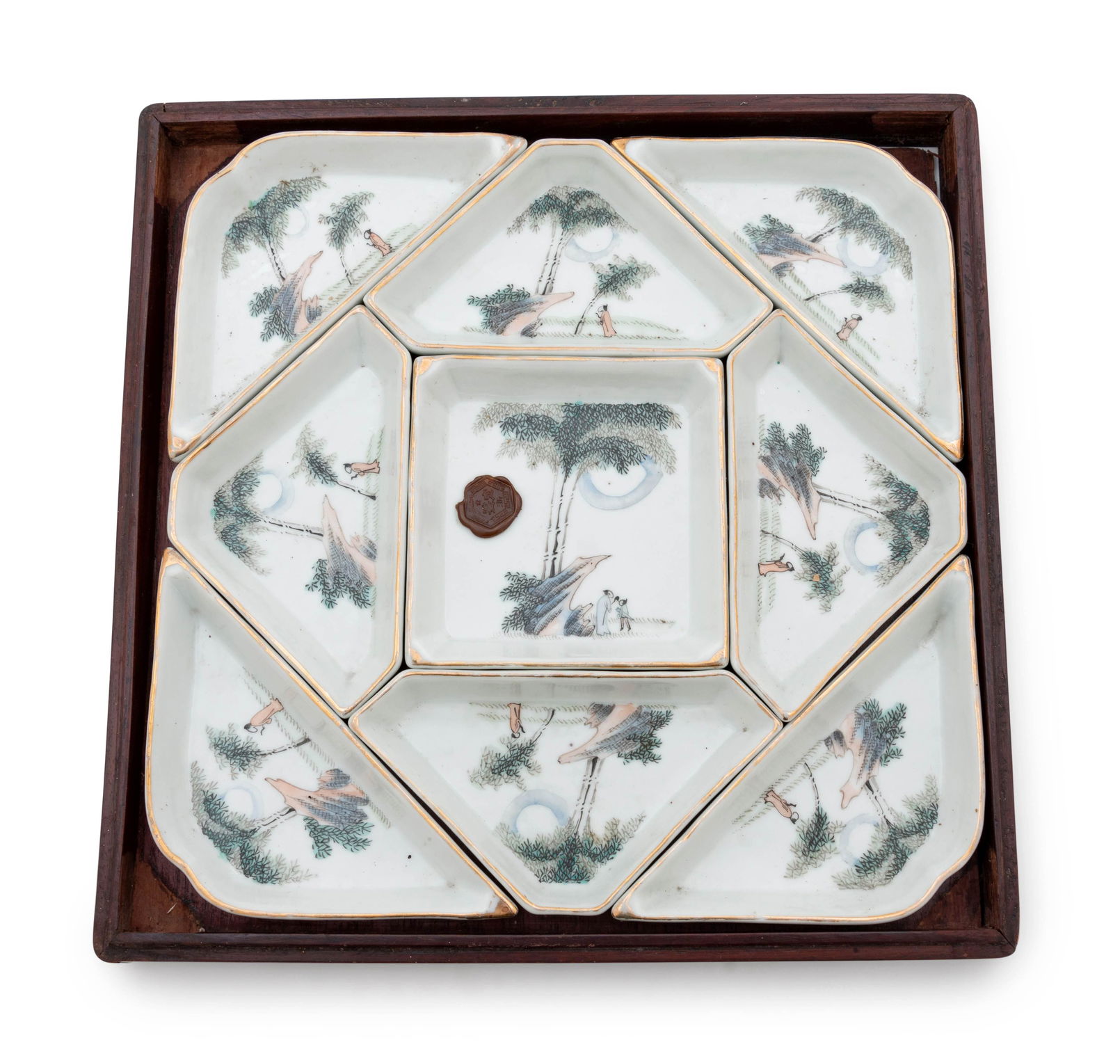 A Chinese Qianjiang Enameled 'Landscape' Sweet Meat (1 of 3)