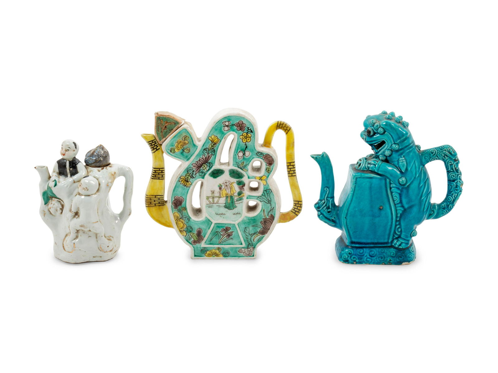 Three Chinese Famille Rose Porcelain Teapots (1 of 2)