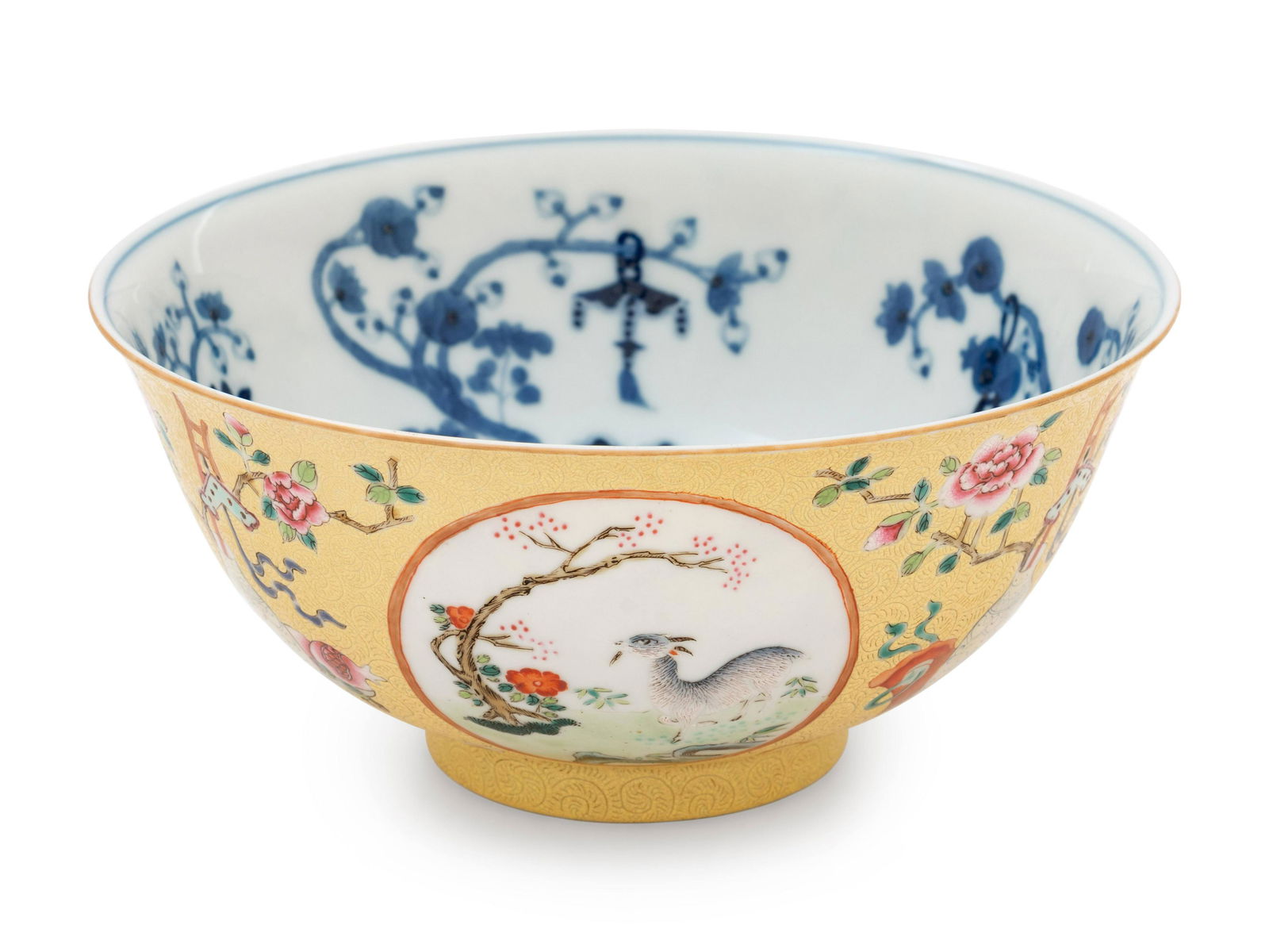 A Chinese Yellow Ground Underglaze Blue Famille Rose (1 of 4)