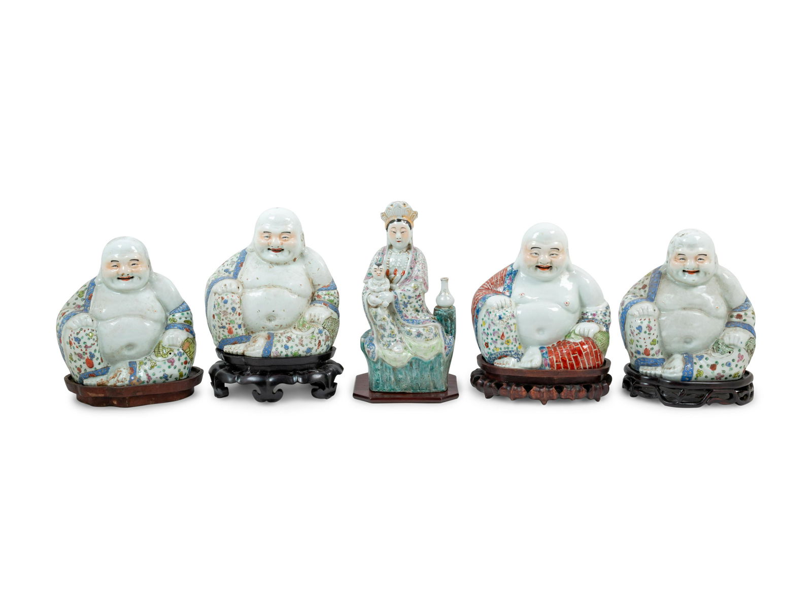 Five Chinese Famille Rose Porcelain Immortal Figures (1 of 4)