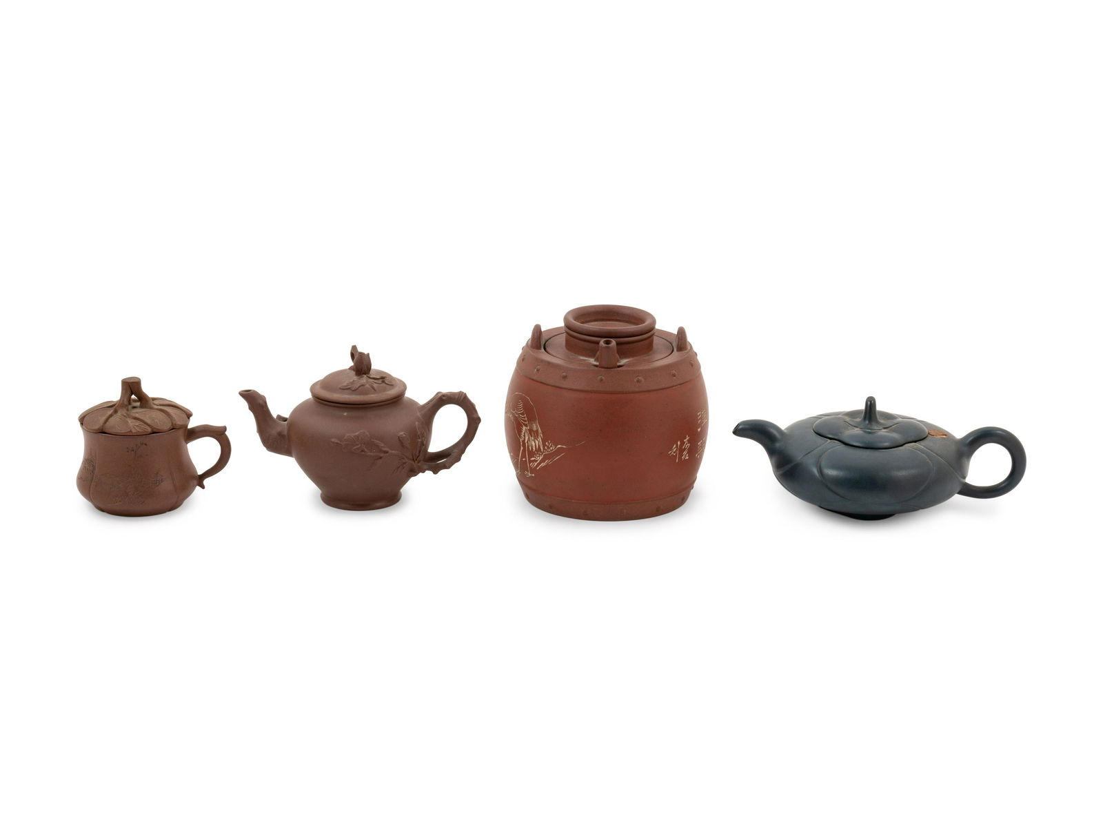 Four Chinese Yixing Pottery Teapots (1 of 3)