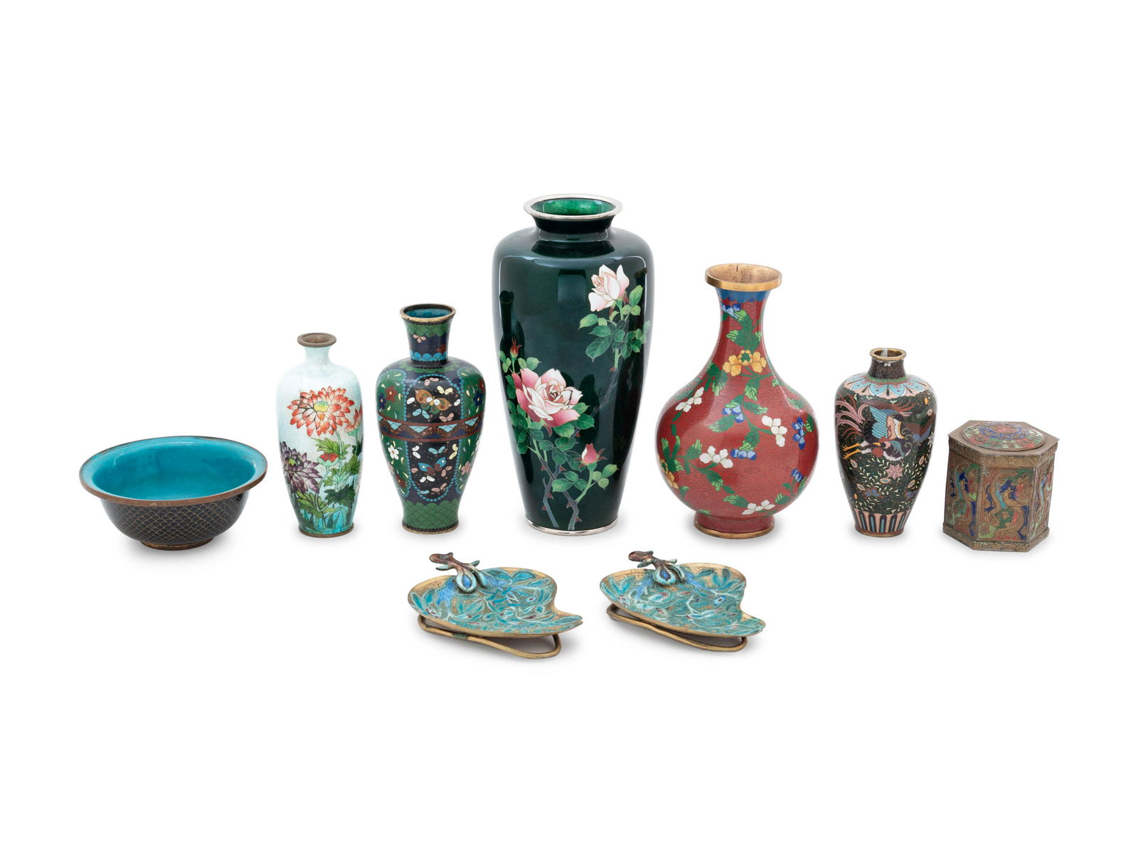 Nine Chinese and Japanese Cloisonné Enameled (1 of 4)