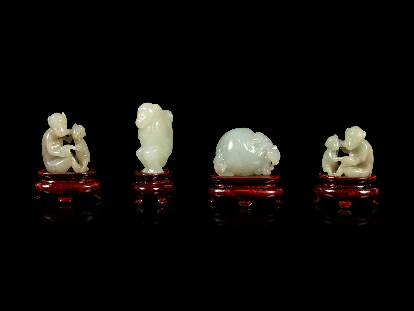 Four Chinese Jade Carvings of Monkeys (1 of 3)