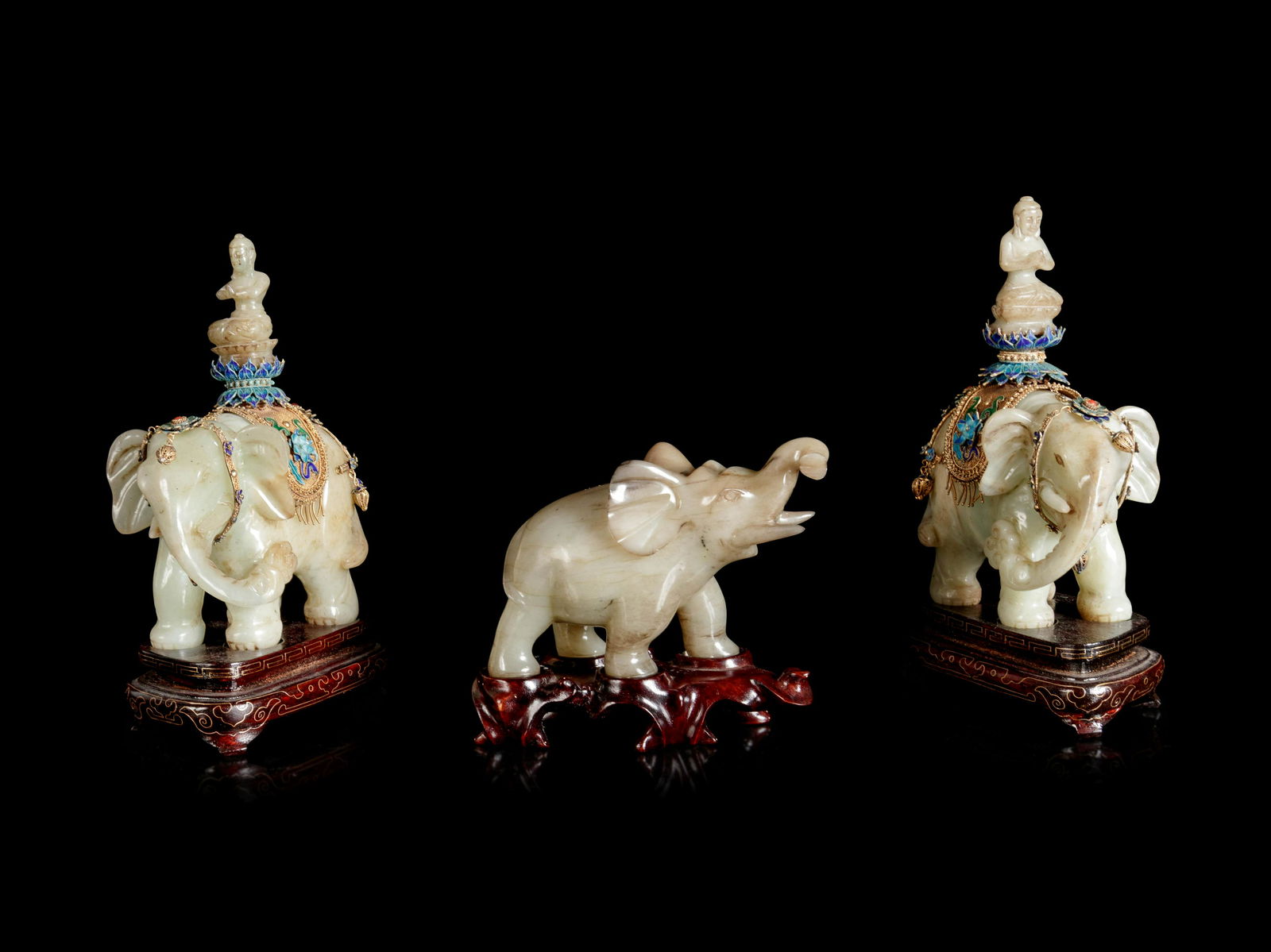 Three Chinese Jade Figures of Elephants (1 of 5)