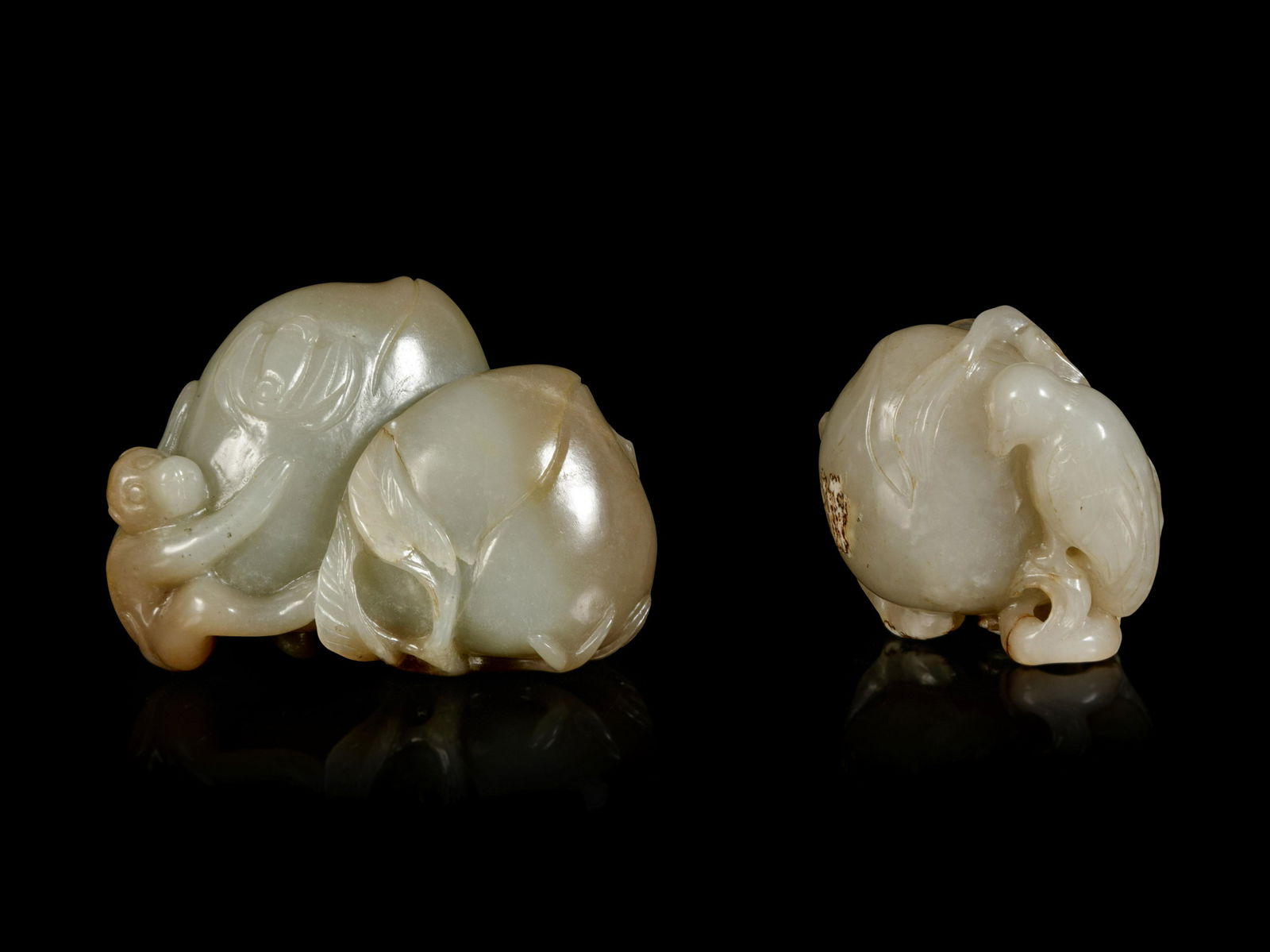 Two Chinese Jade Carvings of Fruits and Animals (1 of 4)