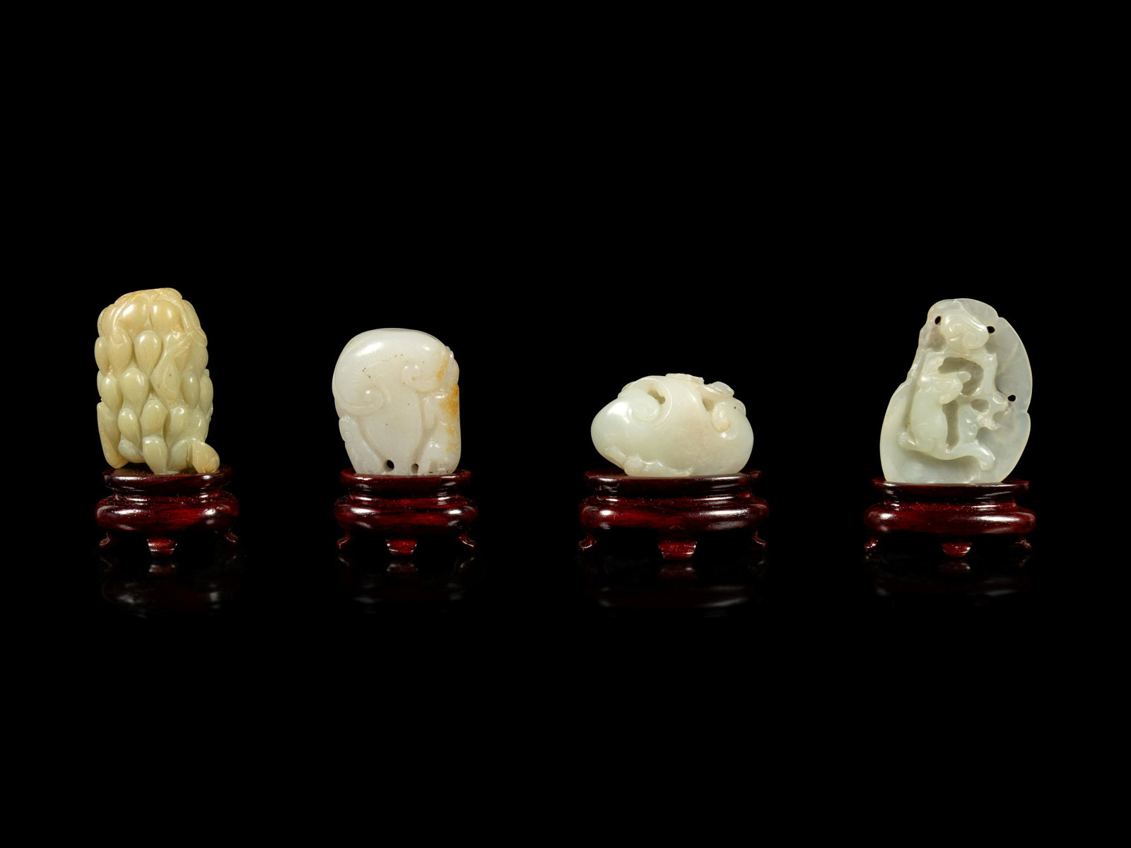 Four Chinese Jade Carvings of Fruits and Animals (1 of 3)