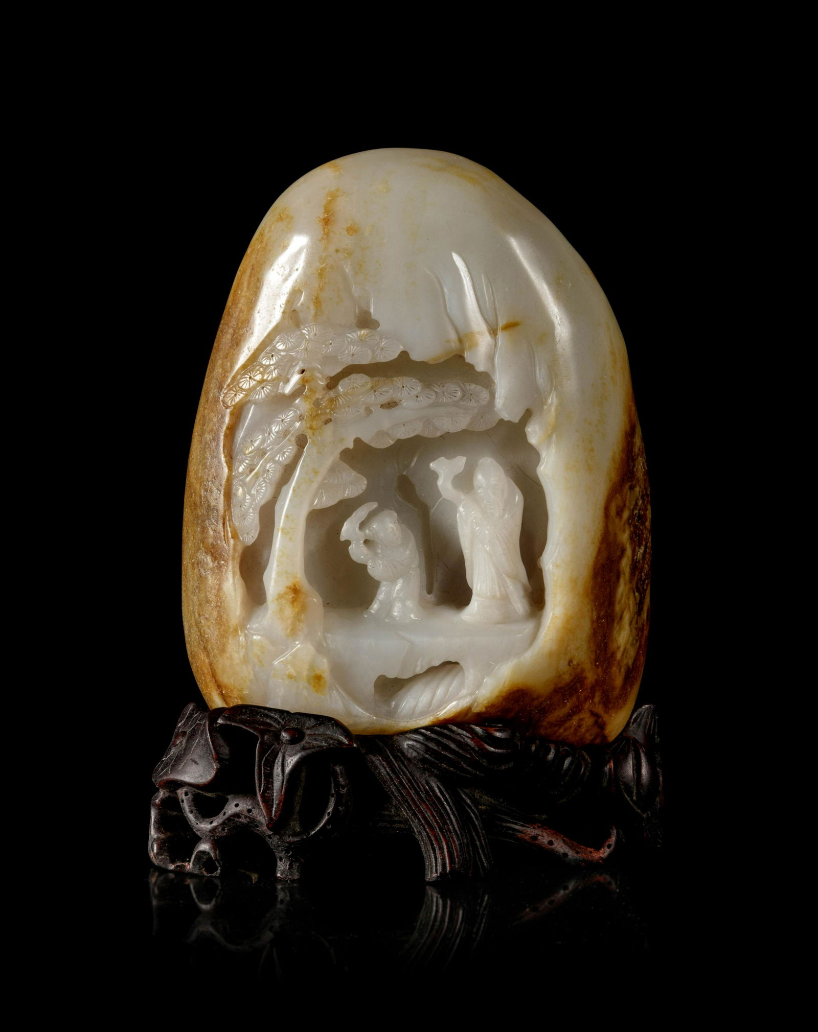 A Chinese Russet and White Jade Boulder (1 of 2)
