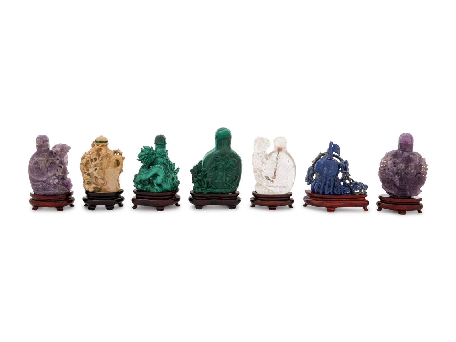 Seven Chinese Carved Hardstone Snuff Bottles (1 of 2)