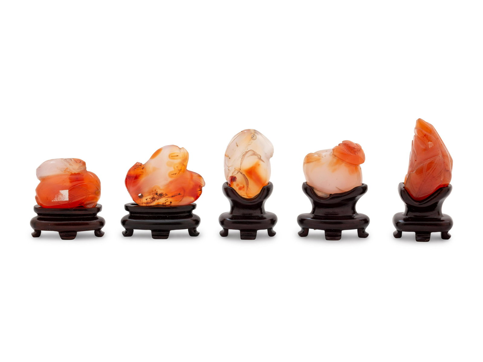 Seventeen Small Chinese Carnelian Agate Carvings (1 of 3)