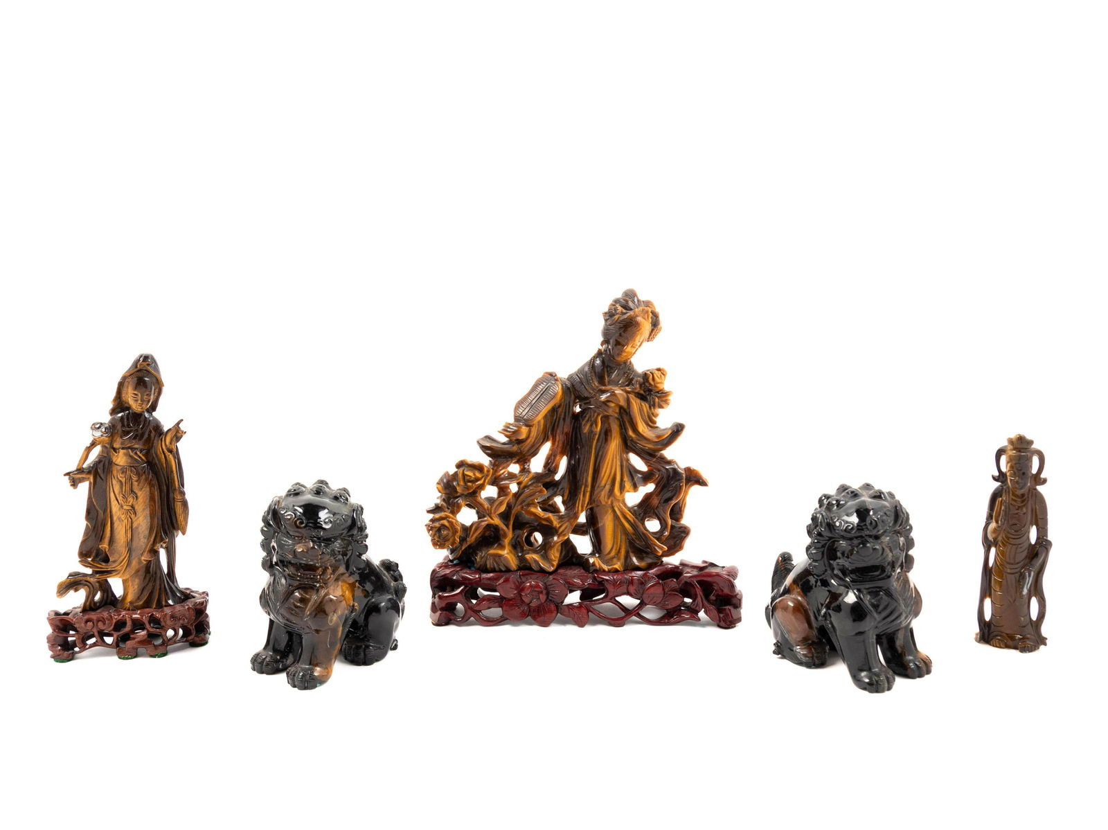 Five Chinese Tiger’s Eye Stone Figures (1 of 1)