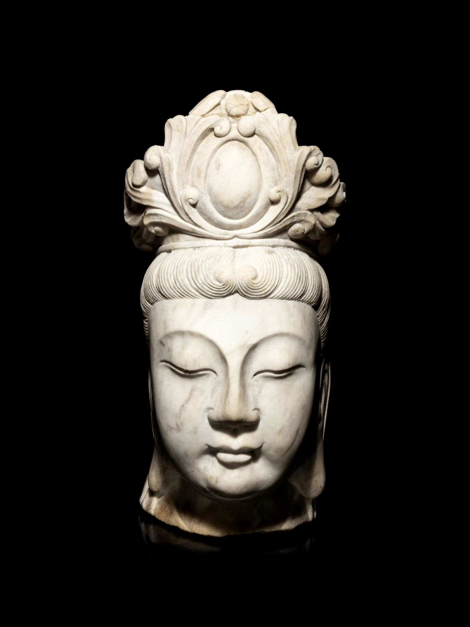 A Chinese White Marble Head of Guanyin (1 of 3)