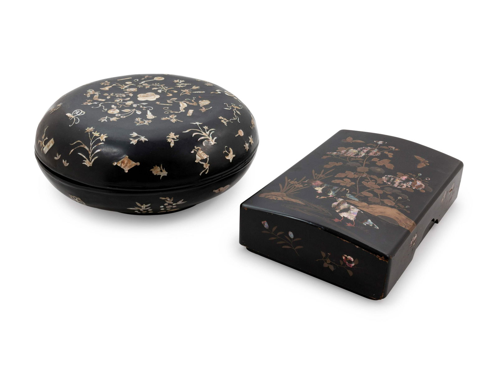 Two Chinese and Japanese Mother-of-Pearl Inlaid Black (1 of 4)