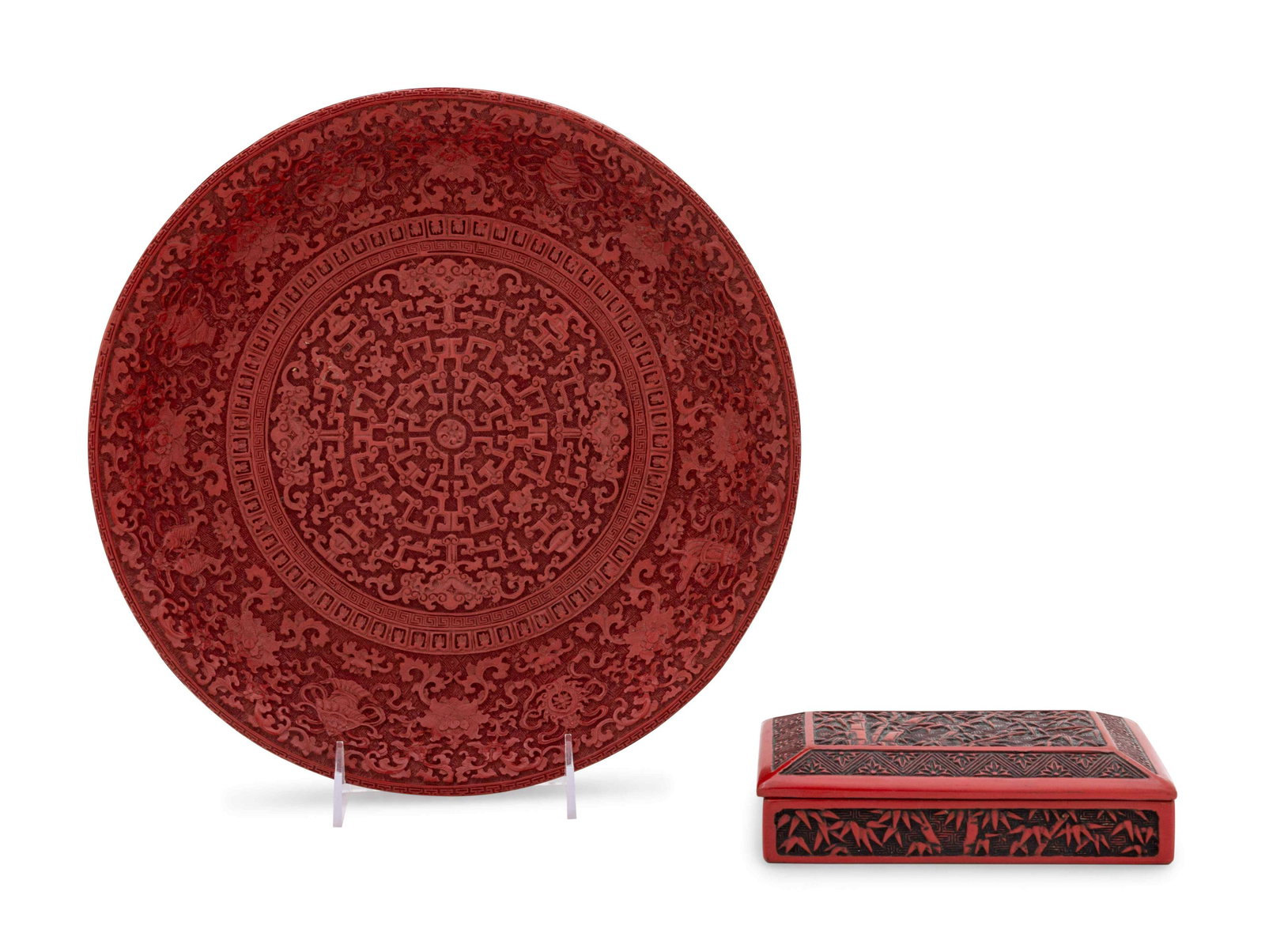 Two Chinese Carved Red Lacquer Articles (1 of 4)