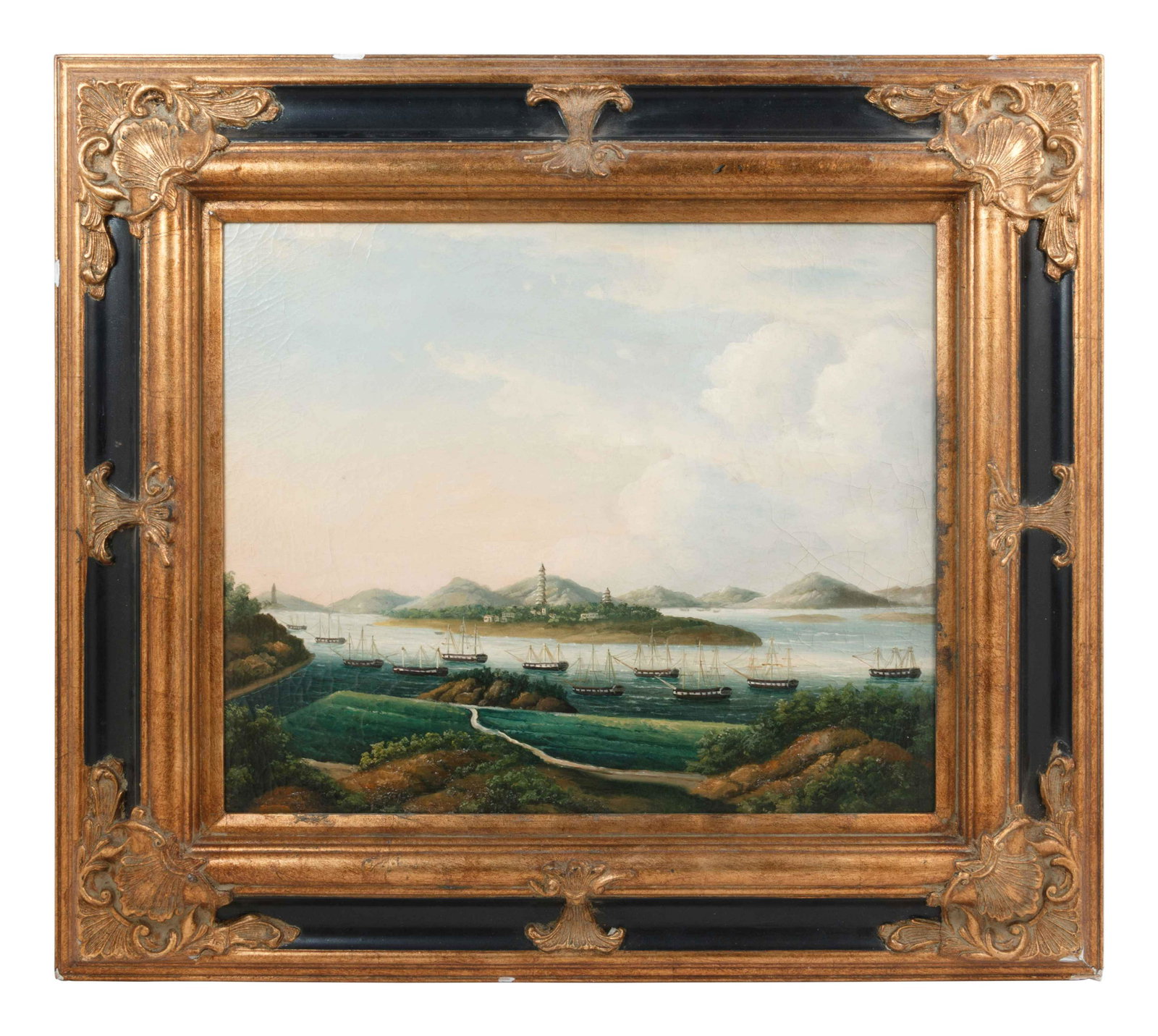 A Chinese Export Oil on Canvas Painting (1 of 1)