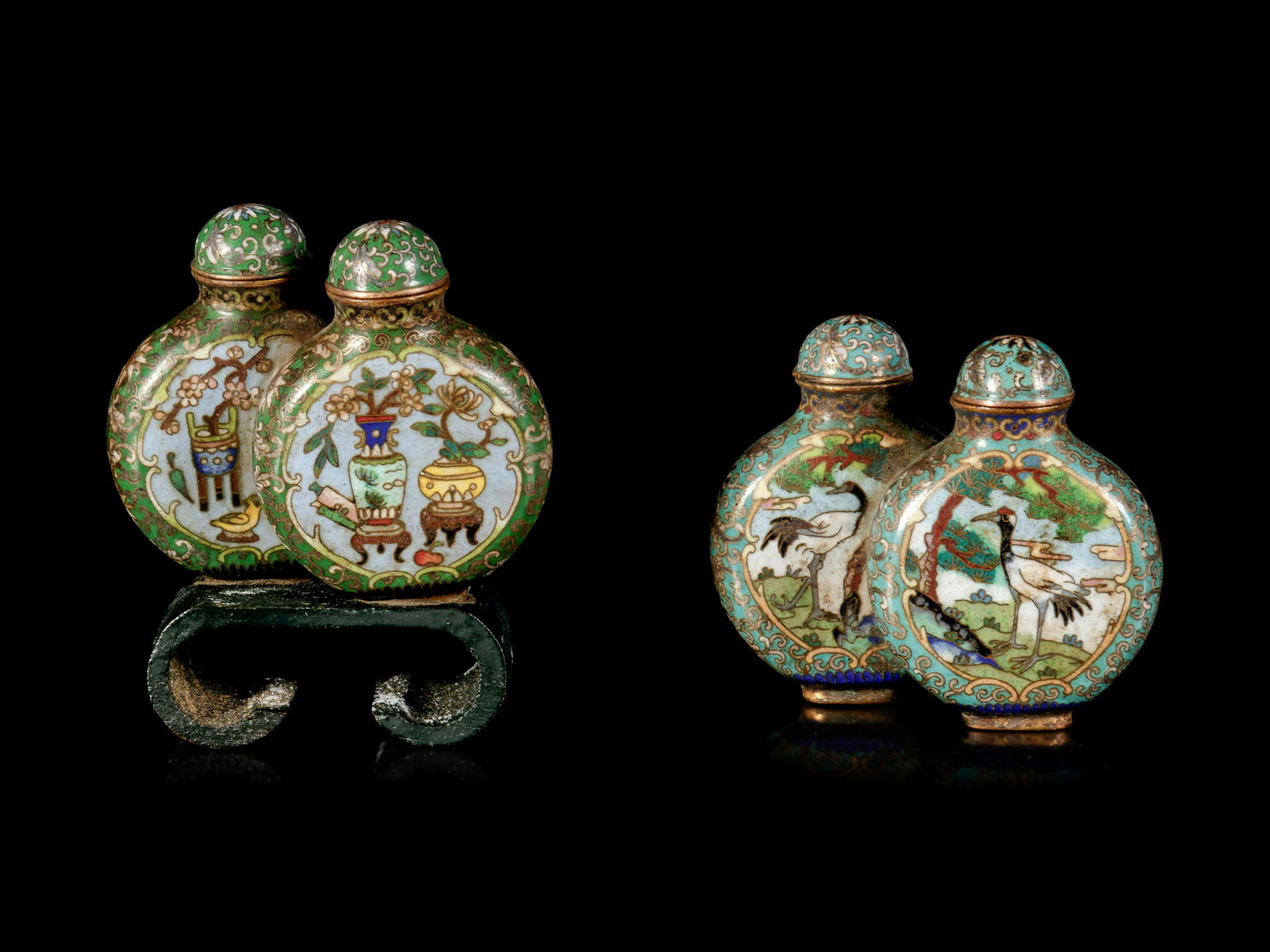 Two Chinese Cloissoné Enameled Double Snuff (1 of 4)