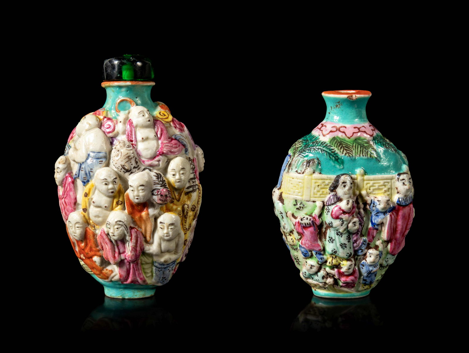Two Chinese Famille Rose Molded Snuff Bottles (1 of 3)