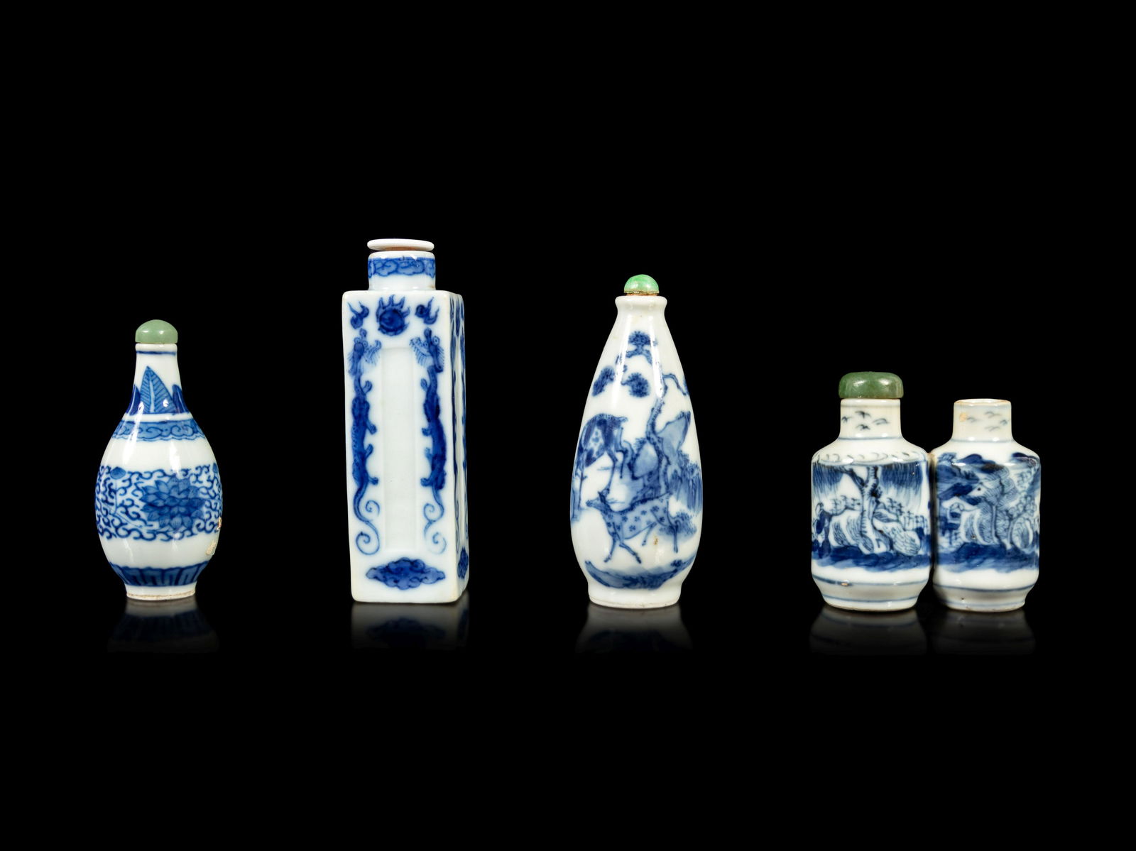 Four Chinese Blue and White Porcelain Snuff Bottles (1 of 5)