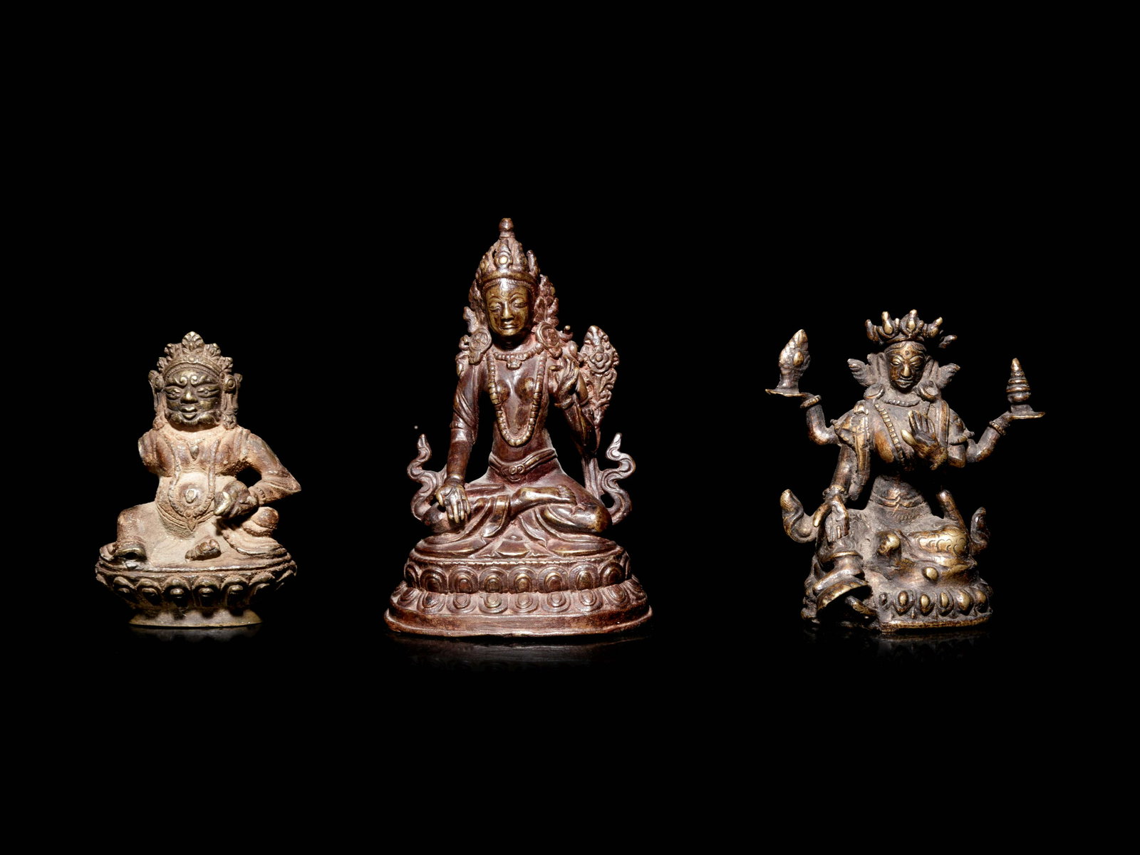 Three Sino-Tibetan Gilt Bronze Figures of Bodhisattva (1 of 3)