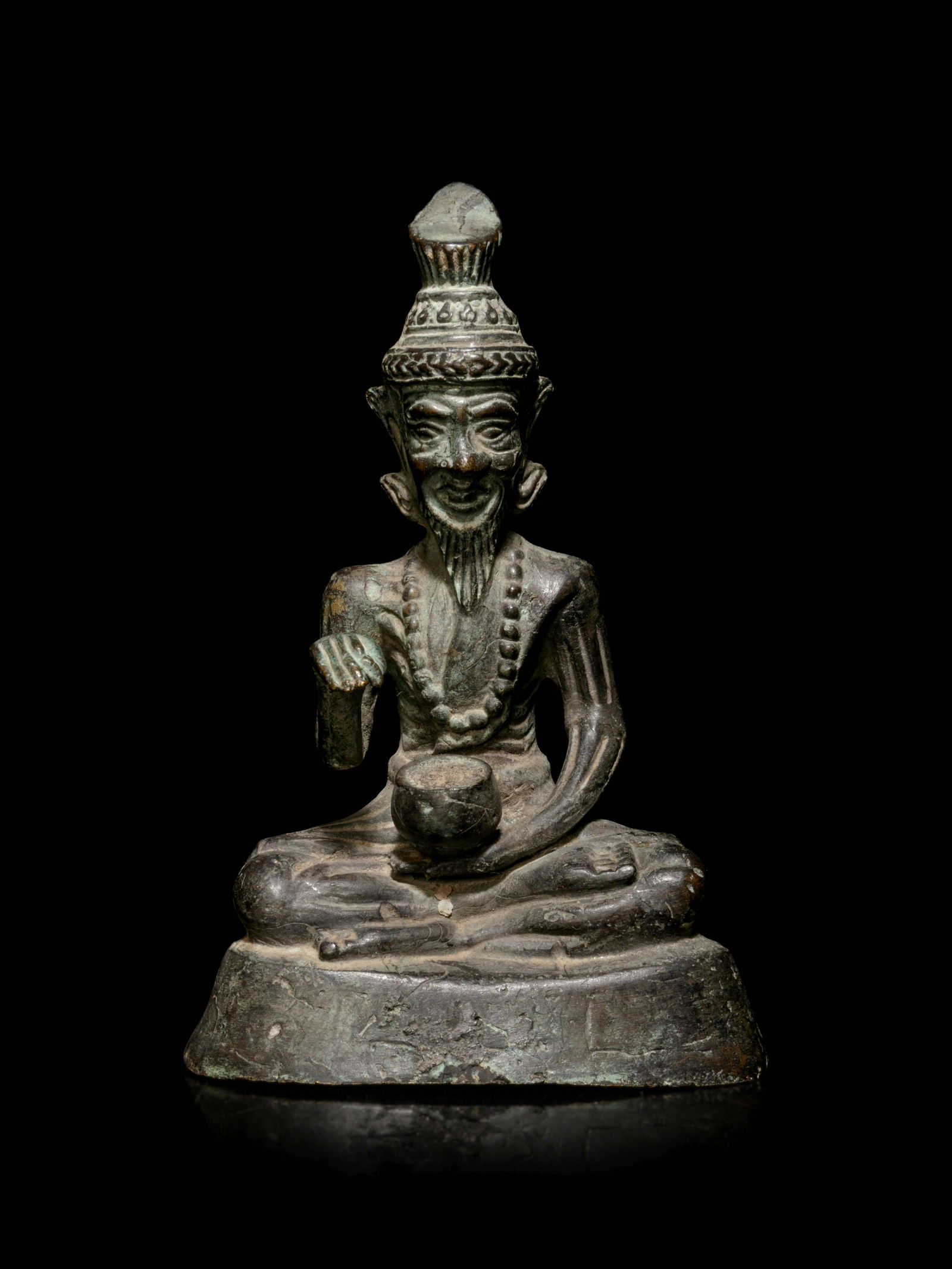 A Thai Bronze Figure of an Eldery Hermit (1 of 3)