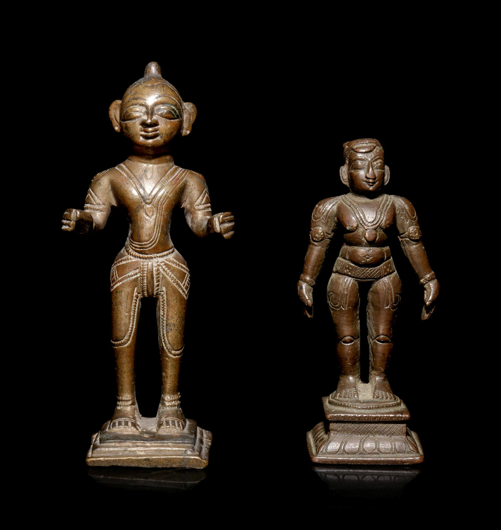 Two Indian Bronze Figures of Attendants (1 of 3)