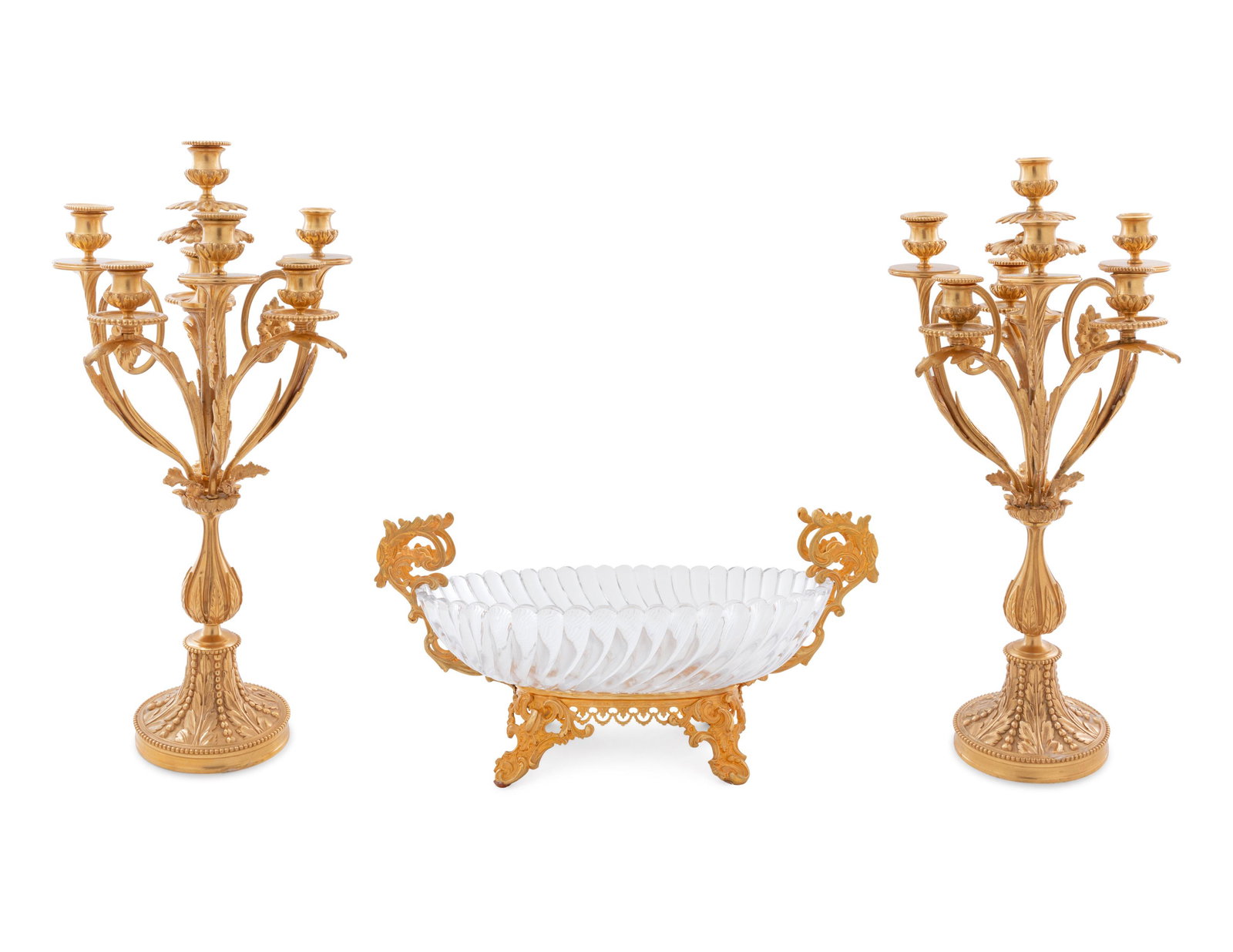 A Louis XV Style Gilt Bronze and Glass Table Garniture (1 of 6)
