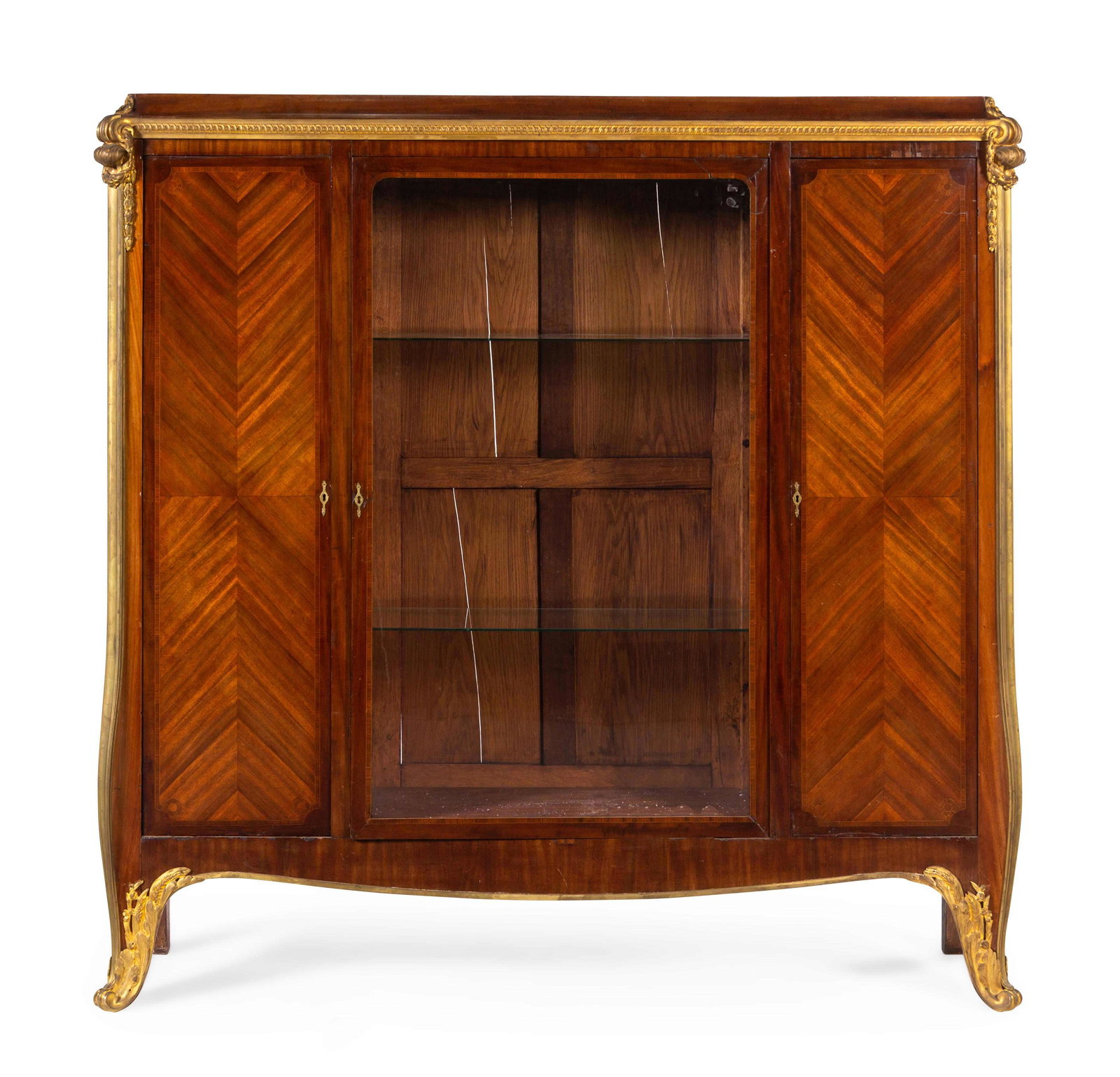 A Louis XV Style Gilt Bronze Mounted Mahogany Veneered (1 of 2)