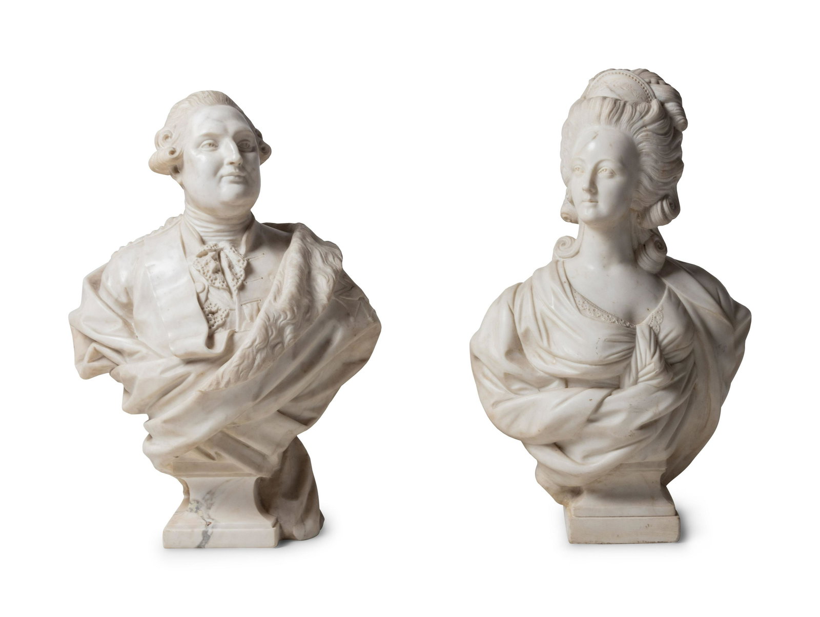 A Pair of French Carved Marble Busts of Louis XVI and (1 of 3)