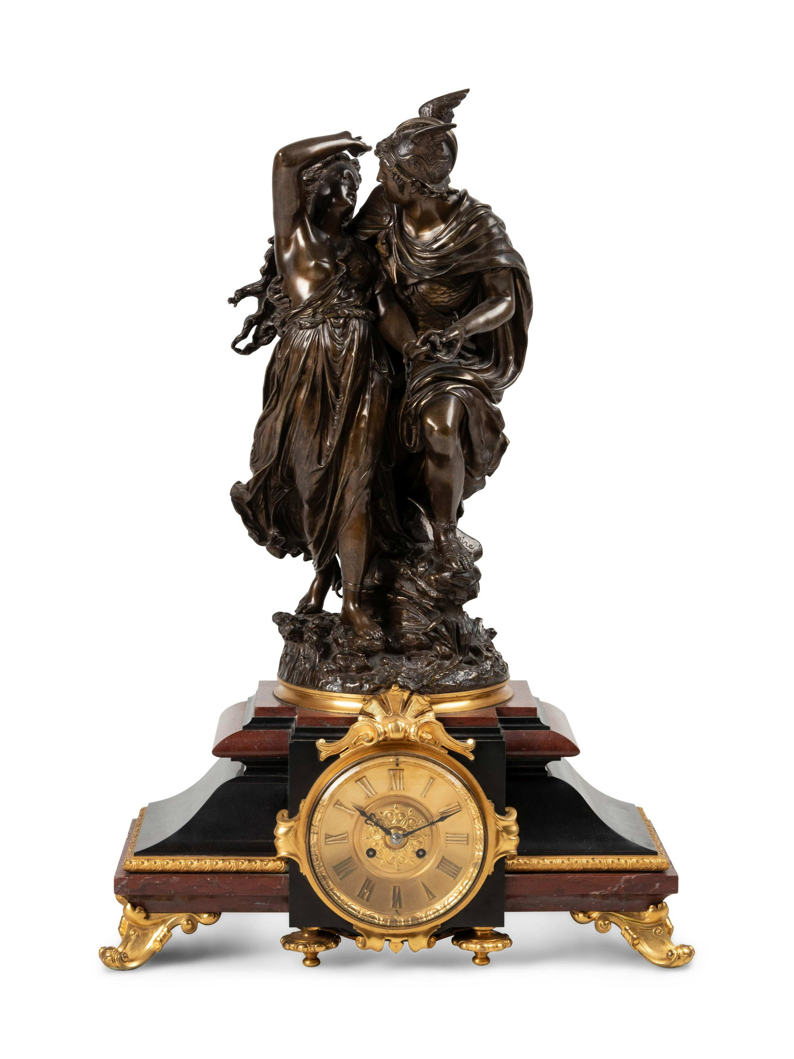 A French Gilt and Patinated Bronze and Marble Mantel (1 of 5)