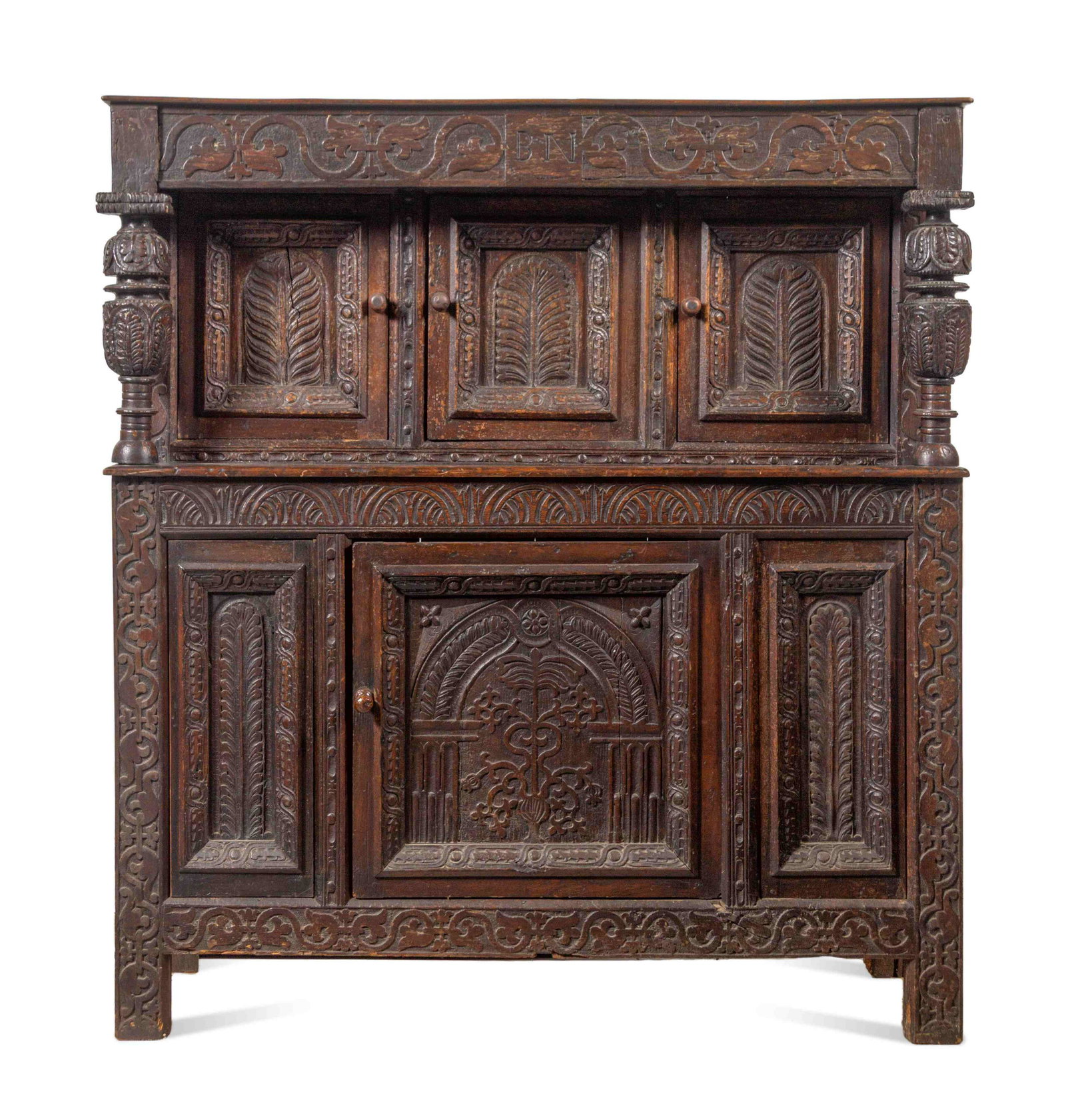 A William and Mary Carved Oak Court Cupboard (1 of 4)