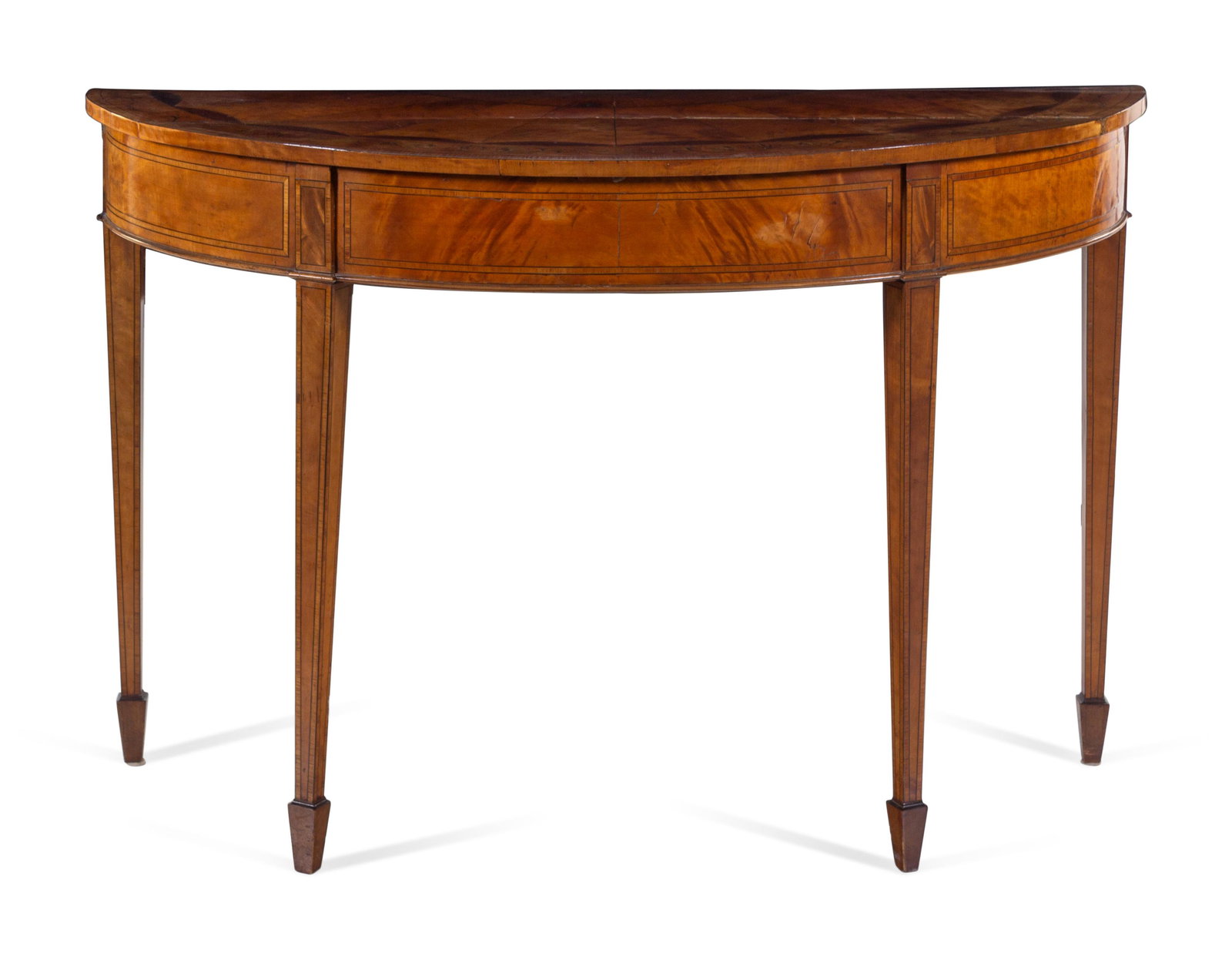 A George III Satinwood and Marquetry Demilune Table (1 of 3)