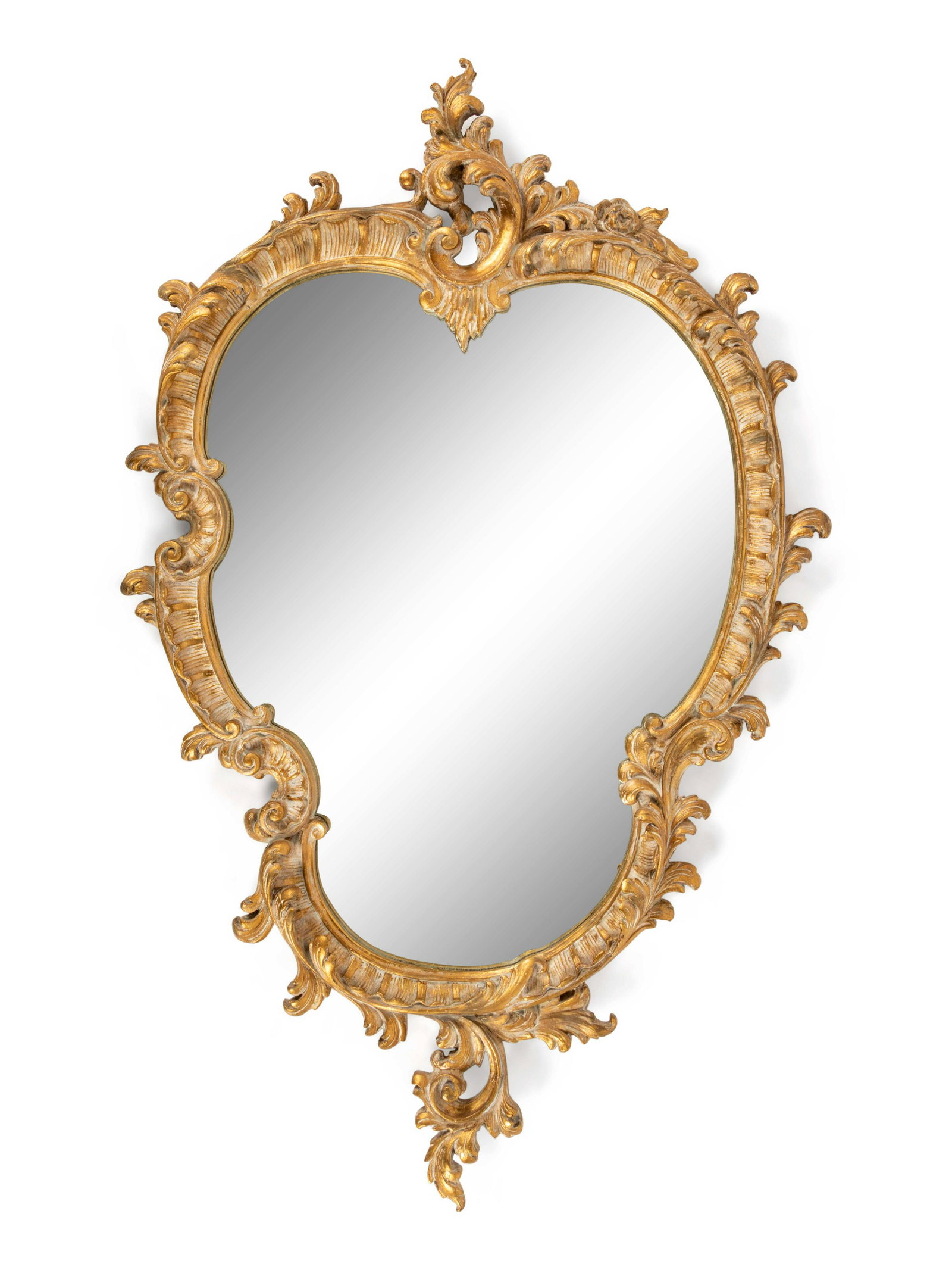 A Rococo Style Giltwood Mirror: A Rococo Style Giltwood Mirror Late 20th Century Height 56 x width 35 3/4 inches. Property from the Collection of Don and Carolyn Kirkpatrick, Little Rock, Arkansas