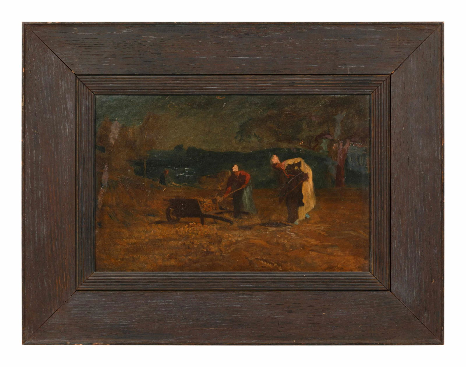 French School, 19th Century: French School, 19th Century Peasants at Work oil on panel 10 1/8 x 15 1/2 inches. Property Sold to Benefit the Acquisition Fund of The San Diego Museum of Art