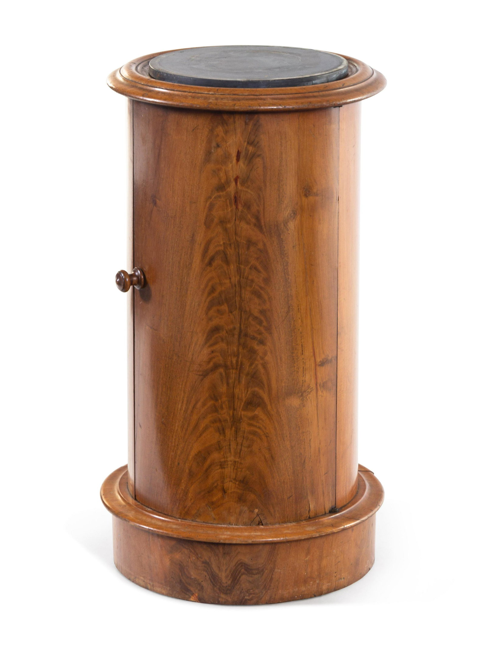 A Biedermeier Maple Commode Cabinet: A Biedermeier Maple Commode Cabinet First Half 19th Century Height 29 x diameter 16 3/4 inches.