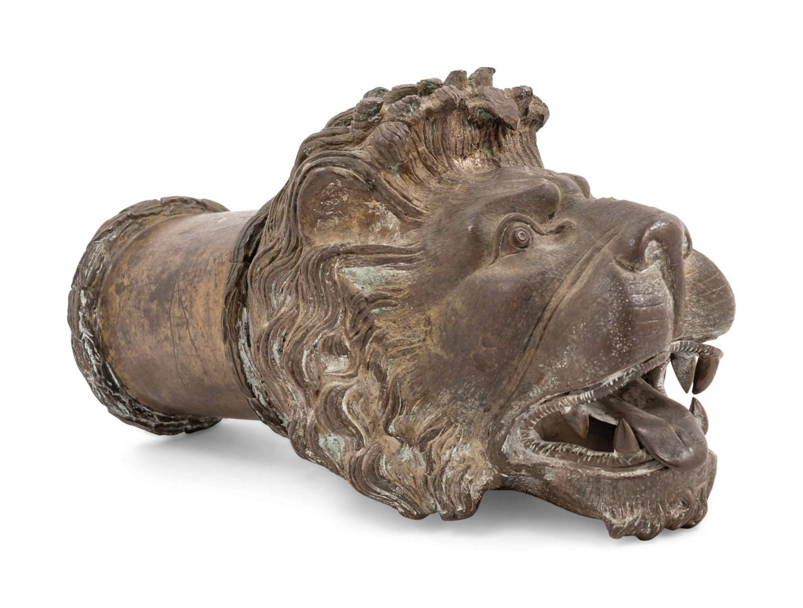 A Continental Bronze Lion Head Spout: A Continental Bronze Lion Head Spout Late 19th/Early 20th Century Height 5 3/4 x width 5 x depth 9 1/2 inches. Property from the Estate of Joseph E. Suiter, Columbus, Ohio