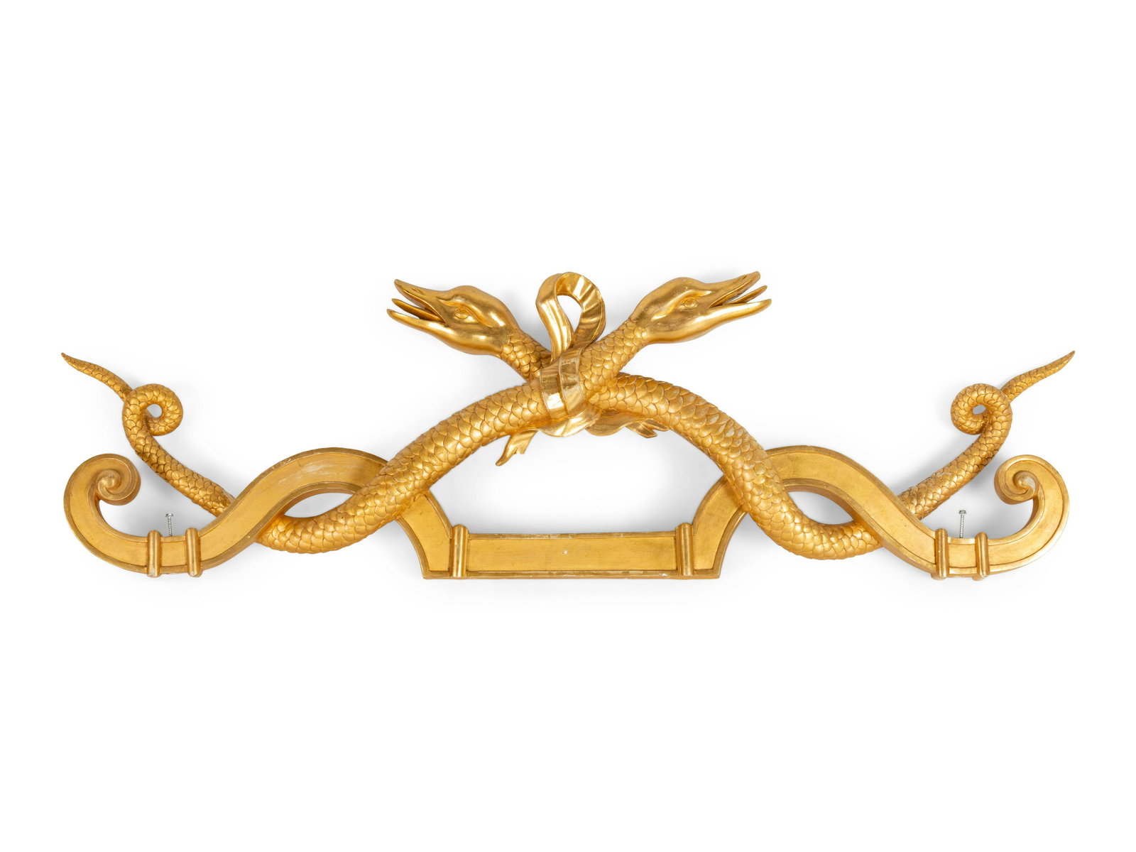A Russian Serpent Carved Giltwood Ornament: A Russian Serpent Carved Giltwood Ornament Late 19th/Early 20th Century Height 11 3/4 x width 41 inches.