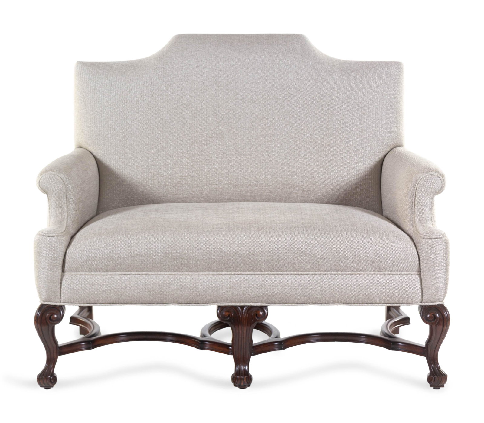 A William and Mary Style Carved Walnut Settee: A William and Mary Style Carved Walnut Settee 20th Century Height 41 1/2 x width 51 x depth 21 inches.